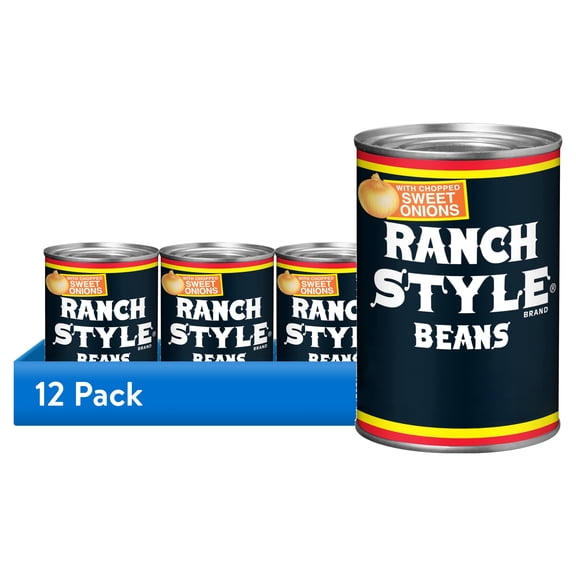(12 pack) Ranch Style Beans With Chopped Sweet Onions, Canned Beans, 15 oz.
