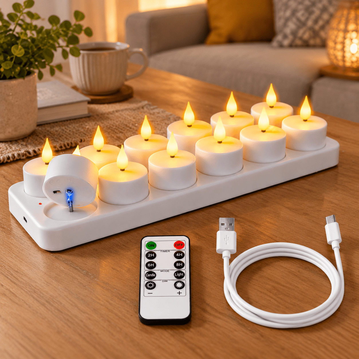 Packing Processed Tea 12-pack Rechargeable Tea Light Candles With Remote 2/4/6/8h Timer ...