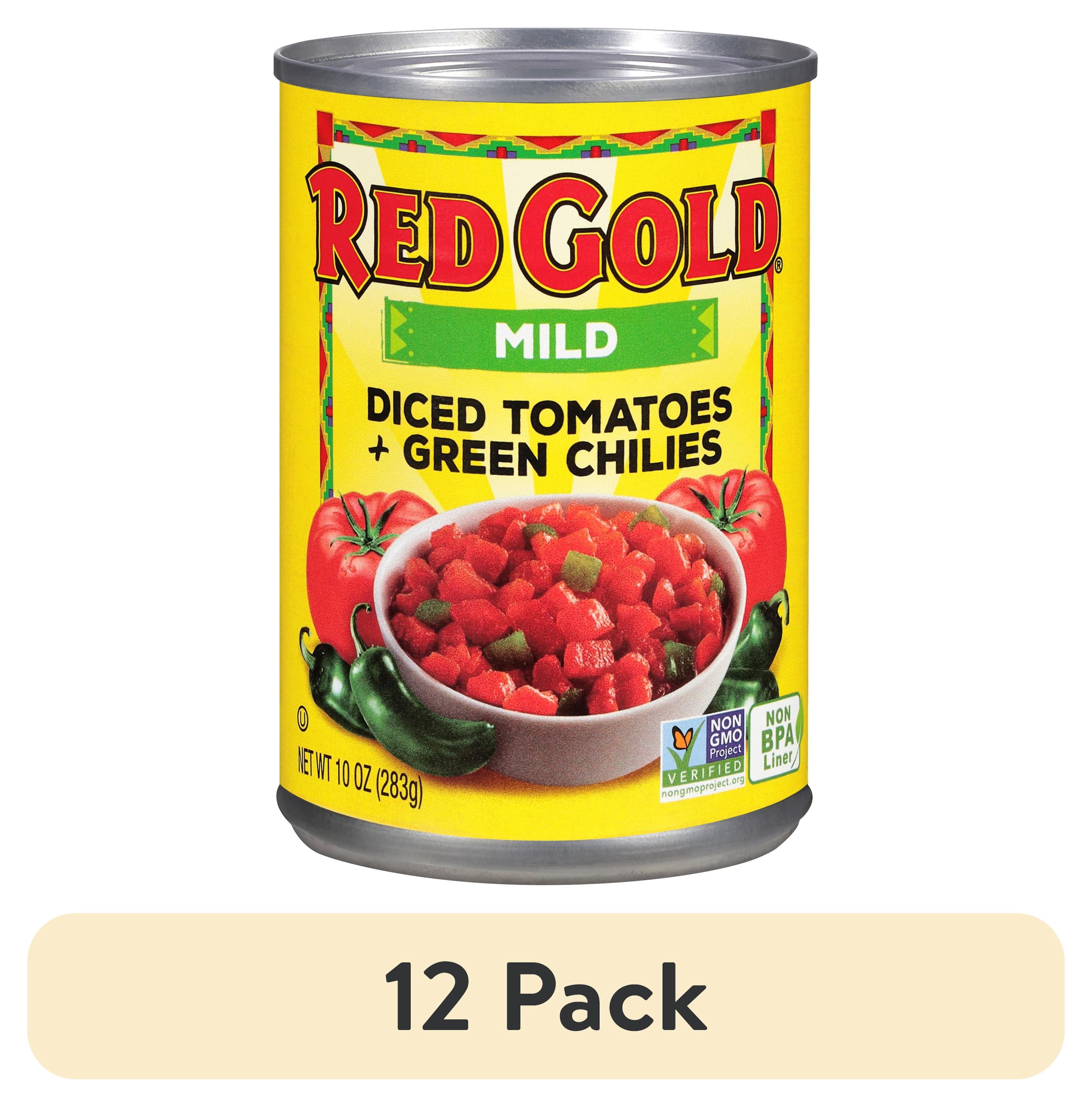 (12 pack) Red Gold Mild Diced Tomatoes with Green Chilies, 10 oz Can