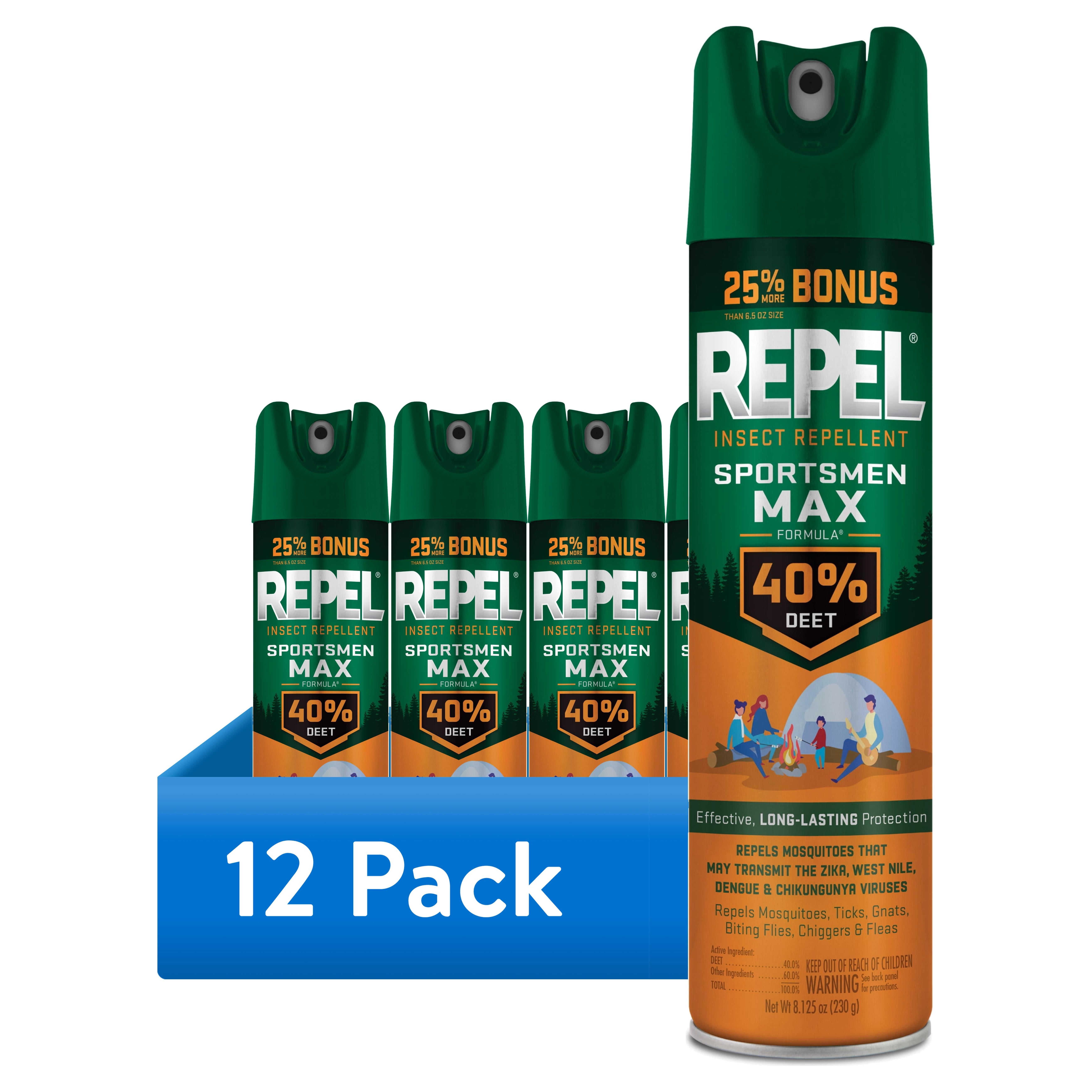 (12 pack) Repel Sportsmen Max Formula Insect and Mosquito Repellent, Bug Spray with 40% DEET, 8.125 Oz