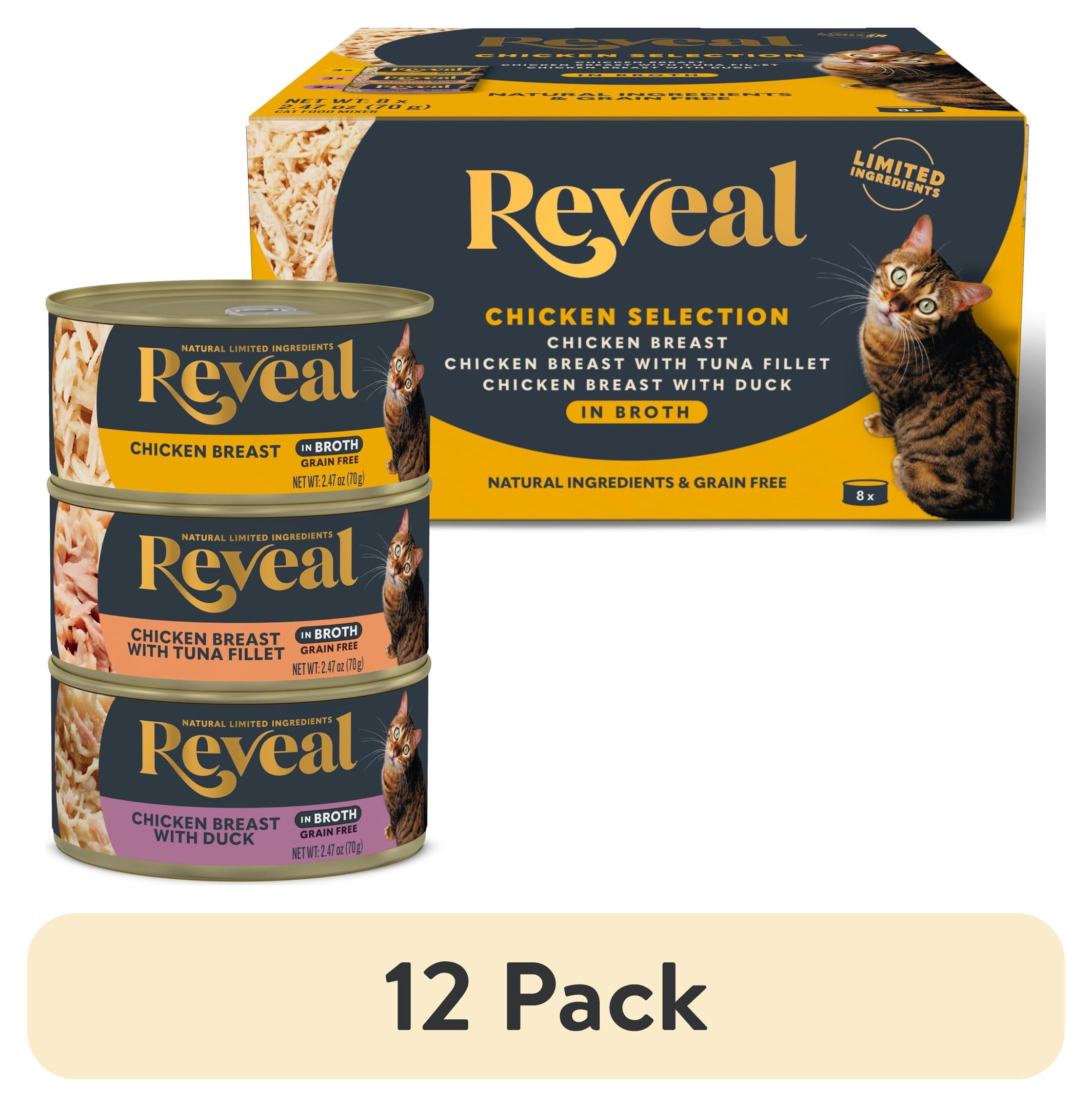 (12 pack) Reveal Natural Wet Cat Food, Chicken in Broth Variety Pack, 8 x 2.47oz