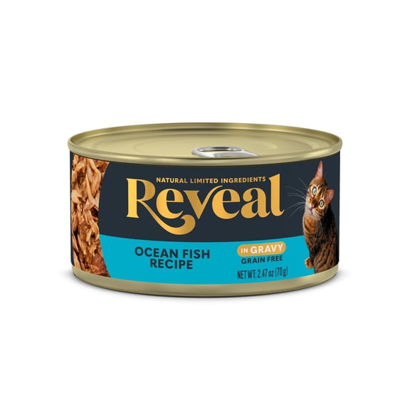 (12 pack) Reveal Pet Food Natural Wet Cat Food Ocean Fish in Gravy 2.47 oz Can