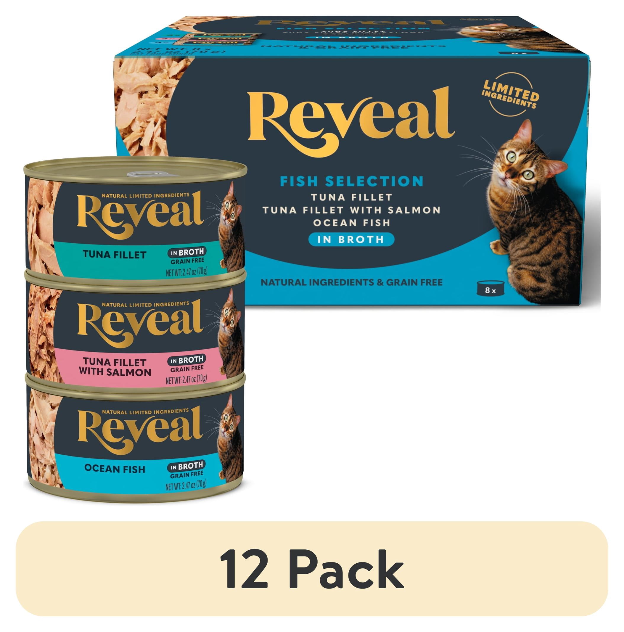 (12 pack) Reveal Pet Food Natural Wet Cat Food Fish Selection in Broth 8 x 2.47oz Cans