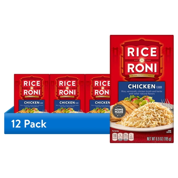 (12 pack) Rice-A-Roni Chicken Broth and Herbs Flavor Rice & Vermicelli Packaged Meal, Shelf-Stable 6.9 oz Box