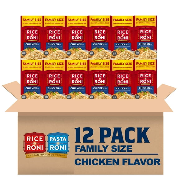 (12 pack) Rice-A-Roni Chicken Rice & Vermicelli Mix Packaged Meal, Family Size, Shelf-stable 13.8 oz Box
