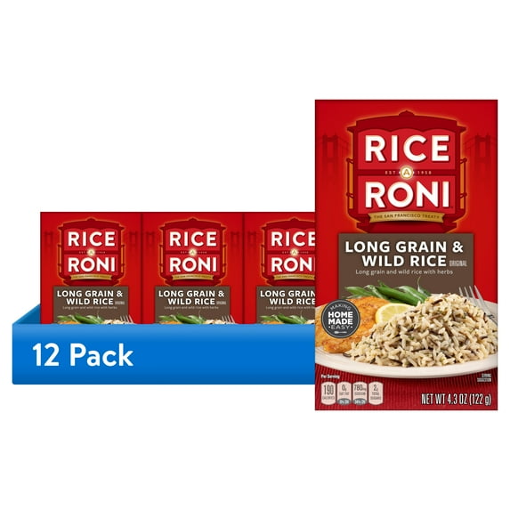 (12 pack) Rice-A-Roni Long Grain & Wild Rice Mix Packaged Meal, 4.3 oz Shelf-Stable Box