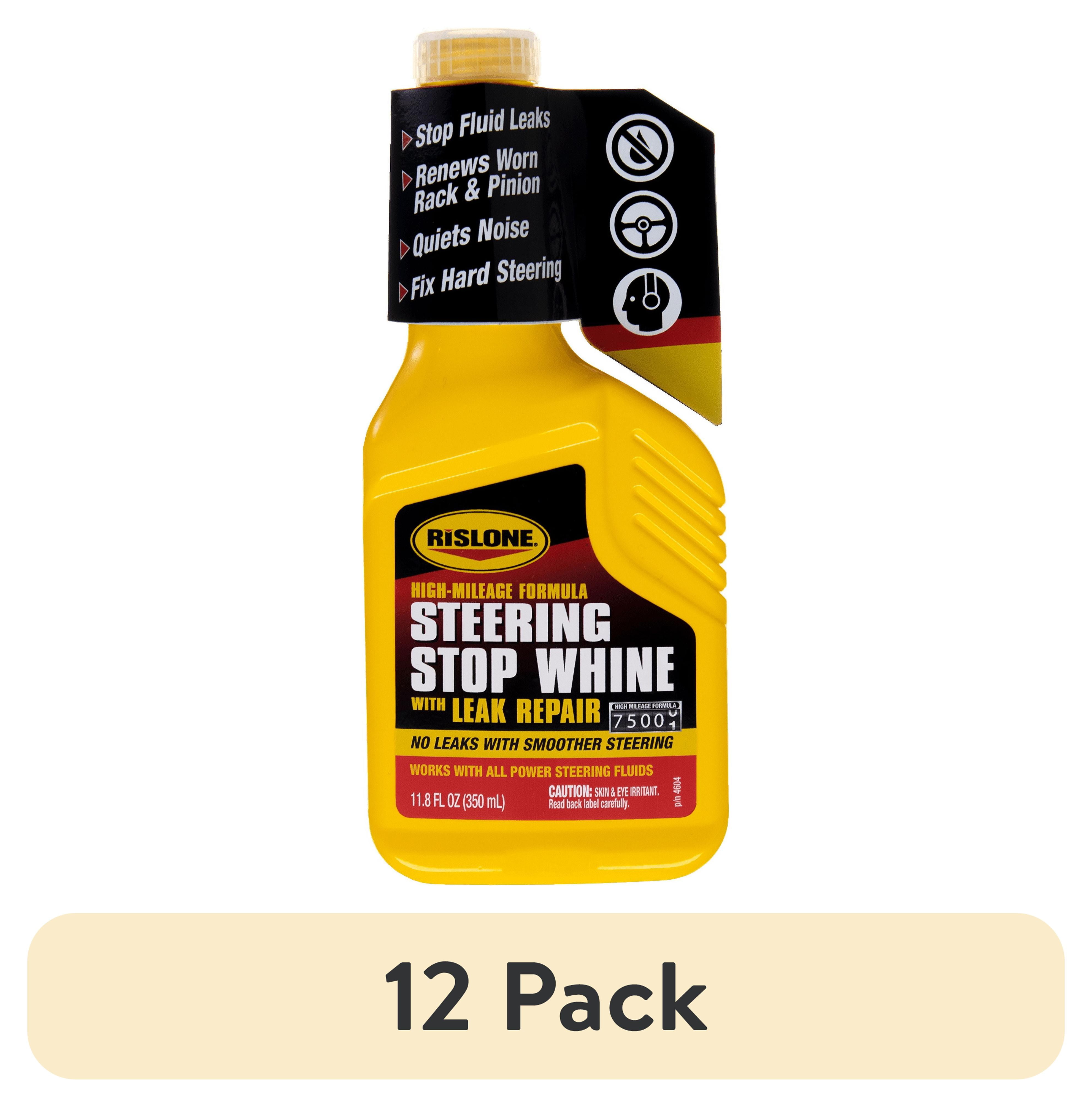 (12 pack) Rislone High Mileage Steering Stop Whine with Leak Repair 4604 Power Steering Fluid, 11.8 oz