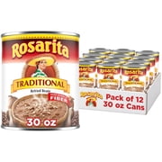(12 pack) Rosarita Traditional Refried Beans, Canned Beans, 30 oz.
