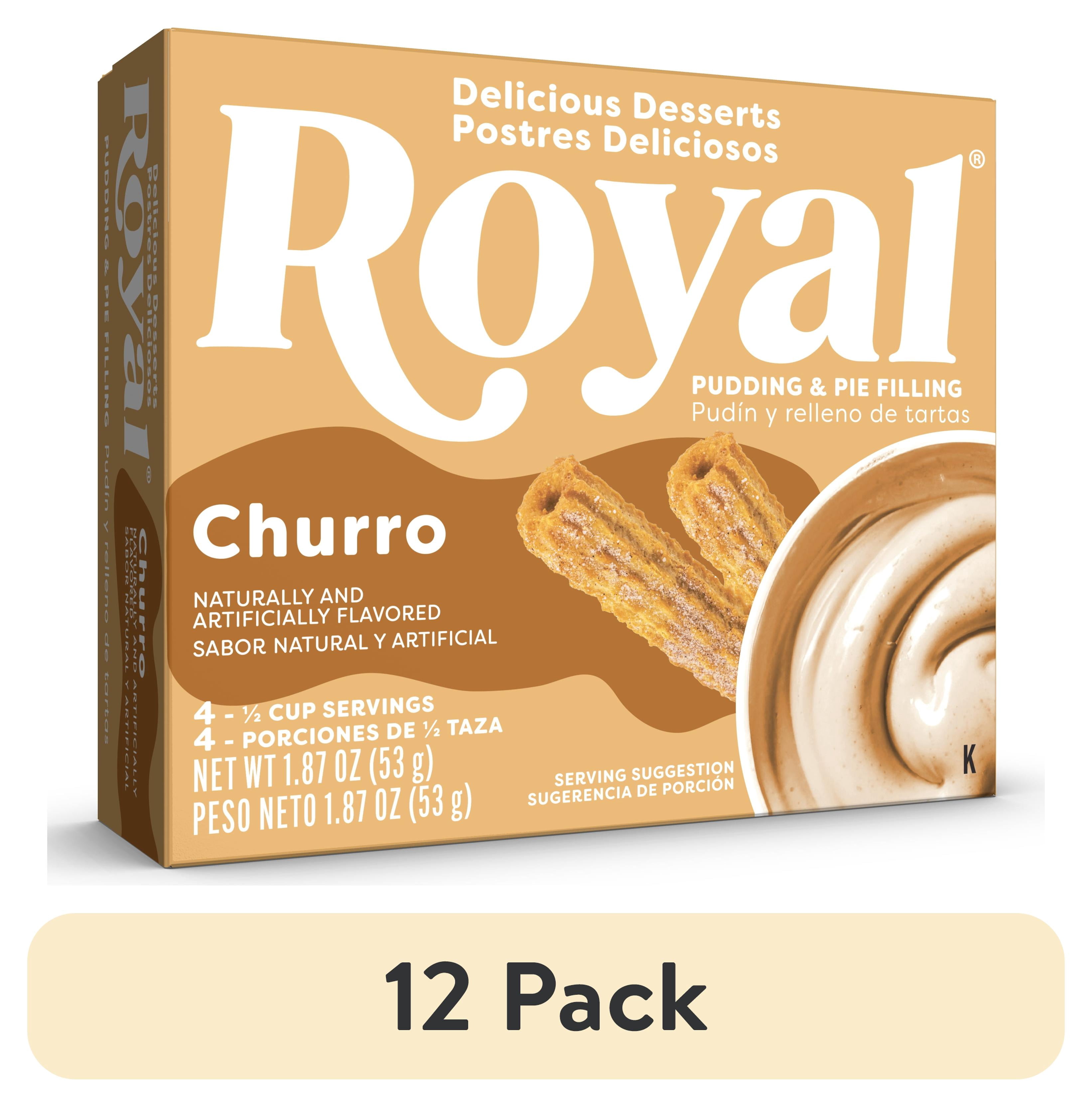(12 pack) Royal Churro Instant Pudding Mix and Pie Filling, Fat-Free, 4 Servings, 1.87 oz Box