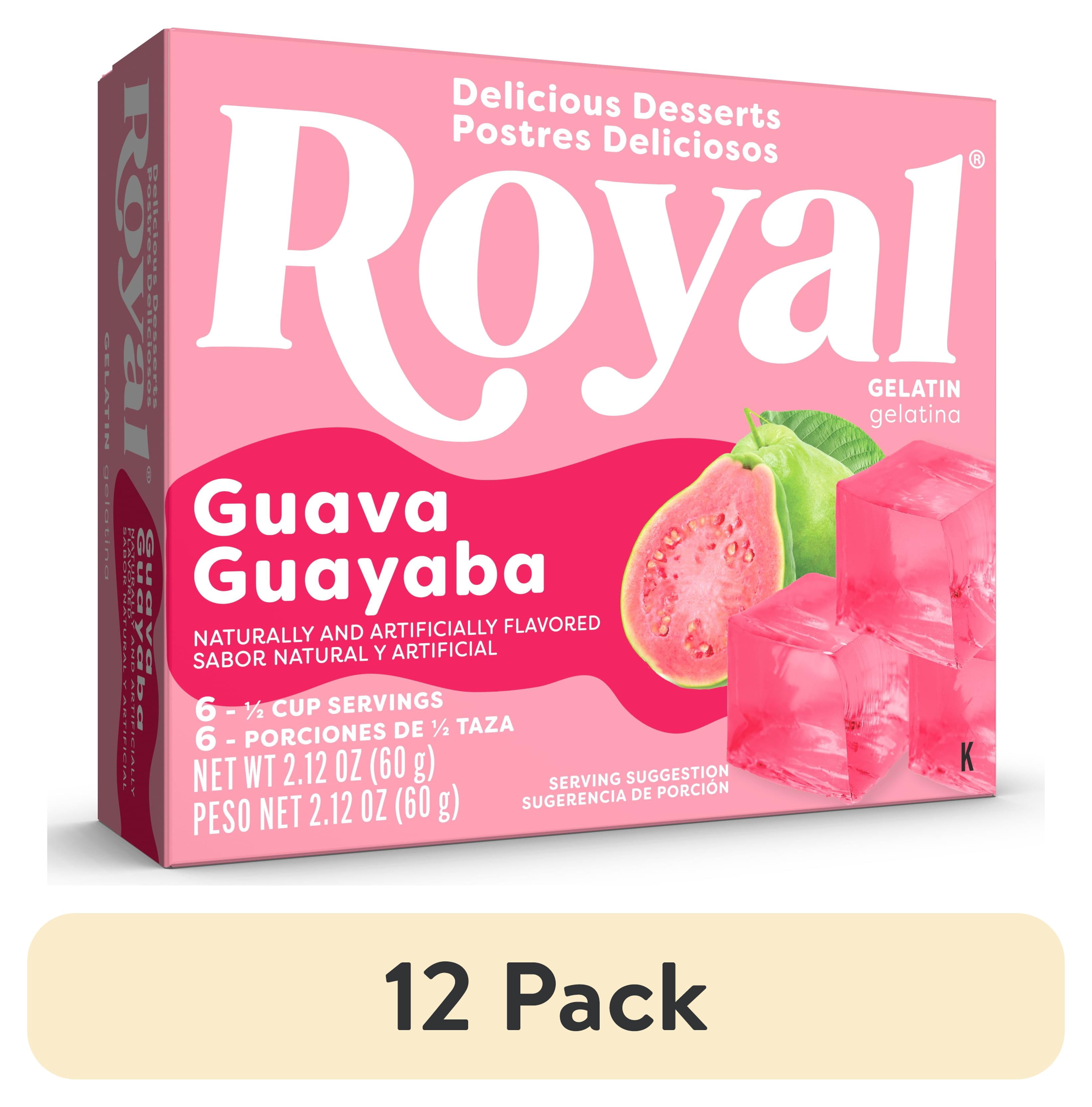 (12 pack) Royal Guava Gelatin Dessert Mix, Fat-Free, 6 Servings, 2.12 oz Box