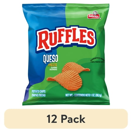 (12 pack) Ruffles Queso Cheese Flavored Potato Snack Chips, 1 Ounce Bag Single Pack