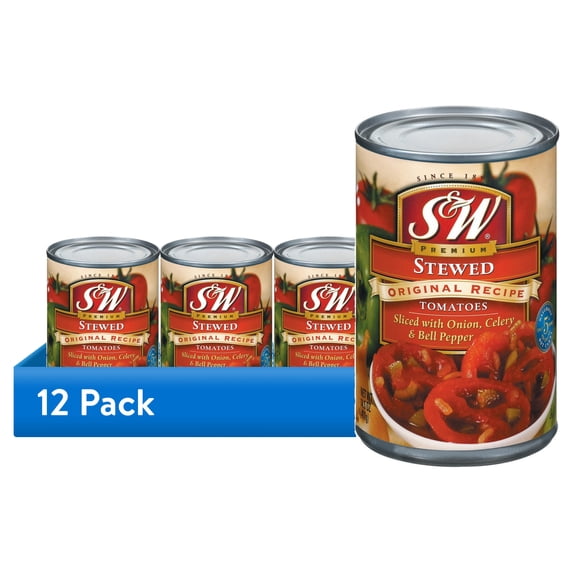 (12 pack) S&W Premium Canned Stewed Tomatoes, 14.5 oz Can