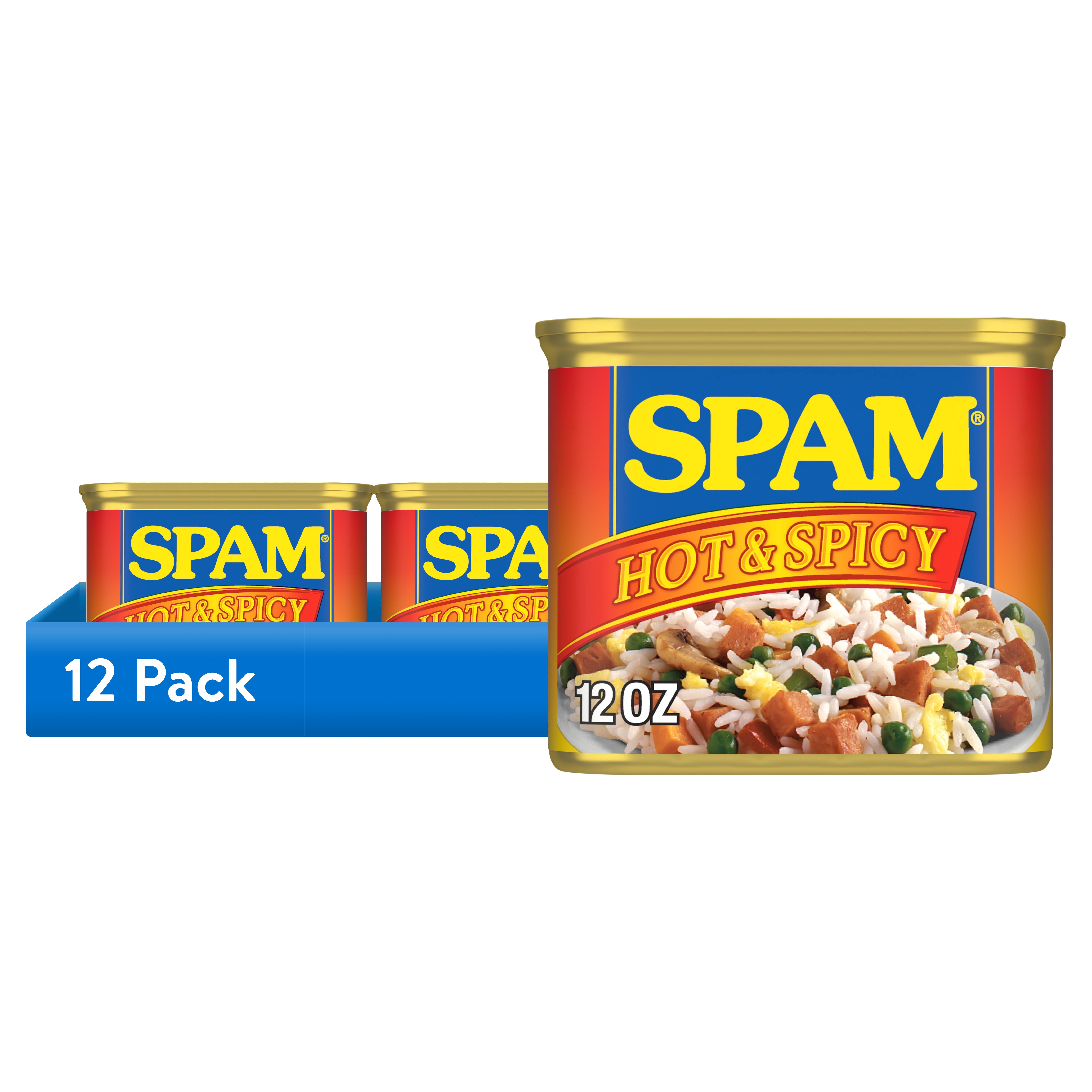 12 pack) SPAM Hot and Spicy, Shelf-Stable, 12 oz Aluminum Can