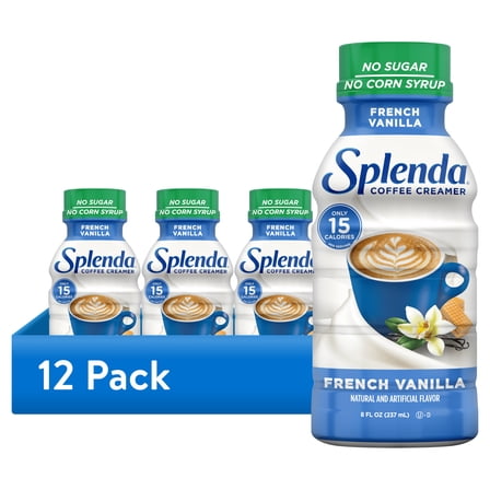(12 pack) SPLENDA Sugar Free, Low Calorie French Vanilla Coffee Creamer, 8 Fl Ounces Bottle