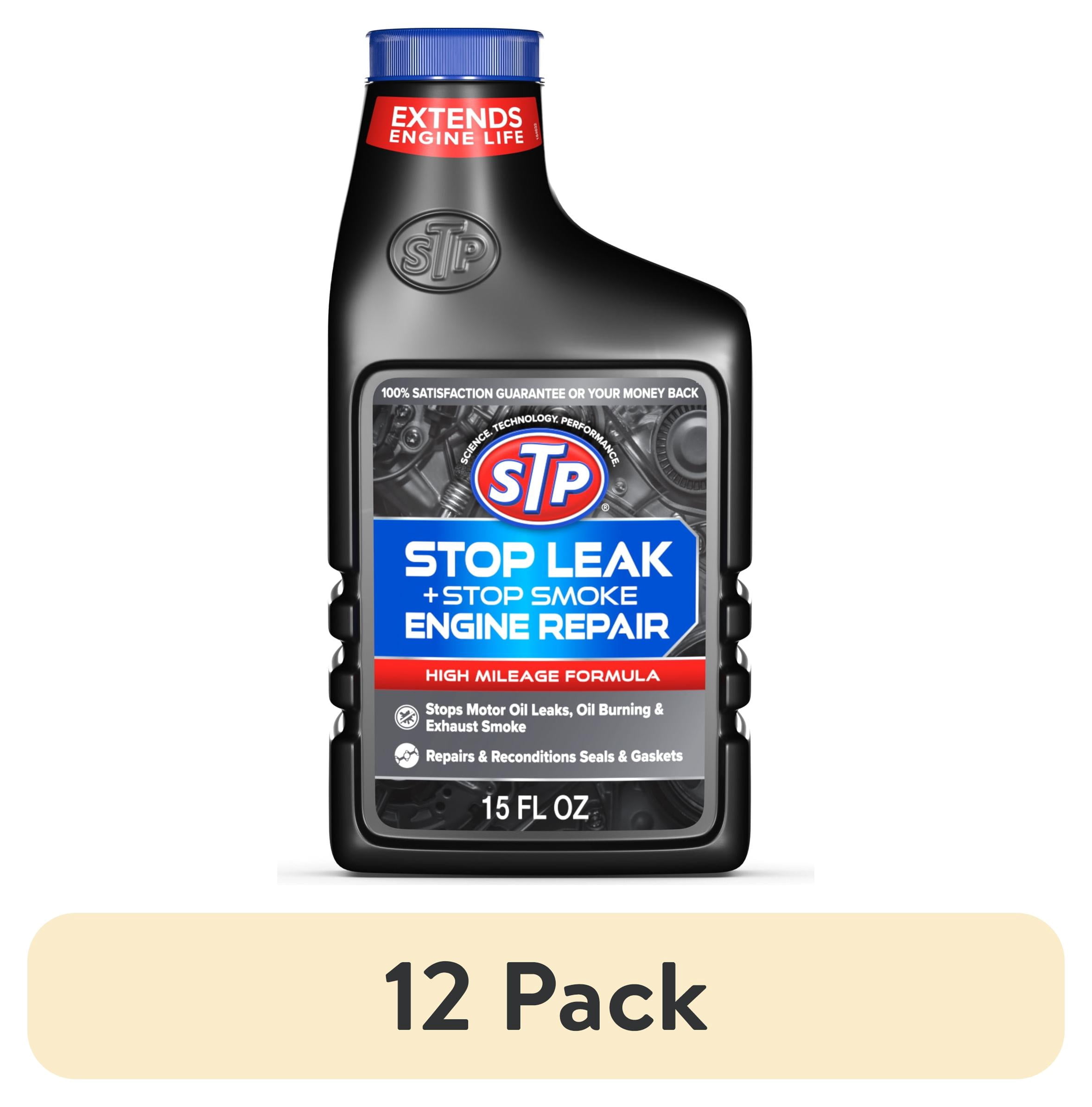 (12 pack) STP Stop Leak and Stop Smoke High Mileage Engine Oil Additive, 15 fl oz