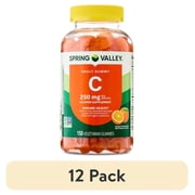 (12 pack) Spring Valley Vitamin C Supplement Vegetarian Gummies for Immune Health, Orange Flavor, 250 mg, 150 Count