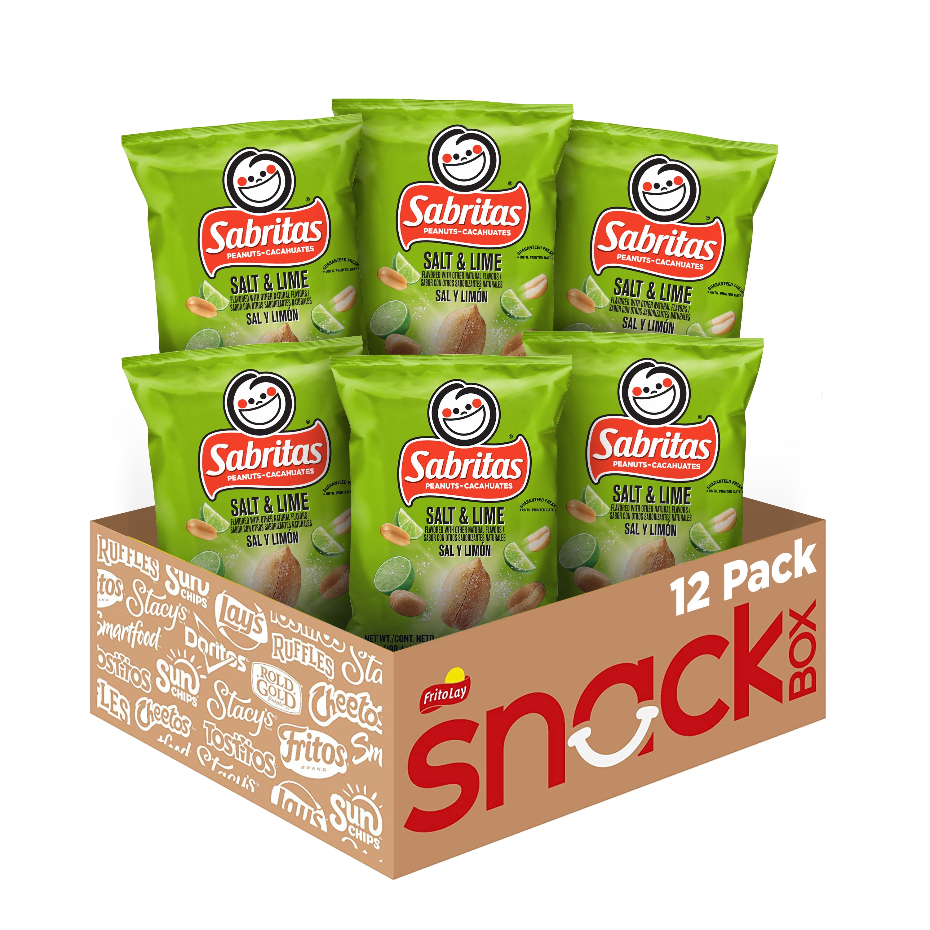 (12 pack) Sabritas Salt and Lime Flavored Peanuts, 7 oz Bag