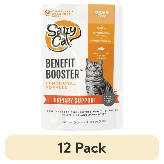 (12 pack) Salty Cat Benefit Booster Urinary Support Grilled Tuna Entrée in Gravy Wet Cat Food, 3 oz. Pouch