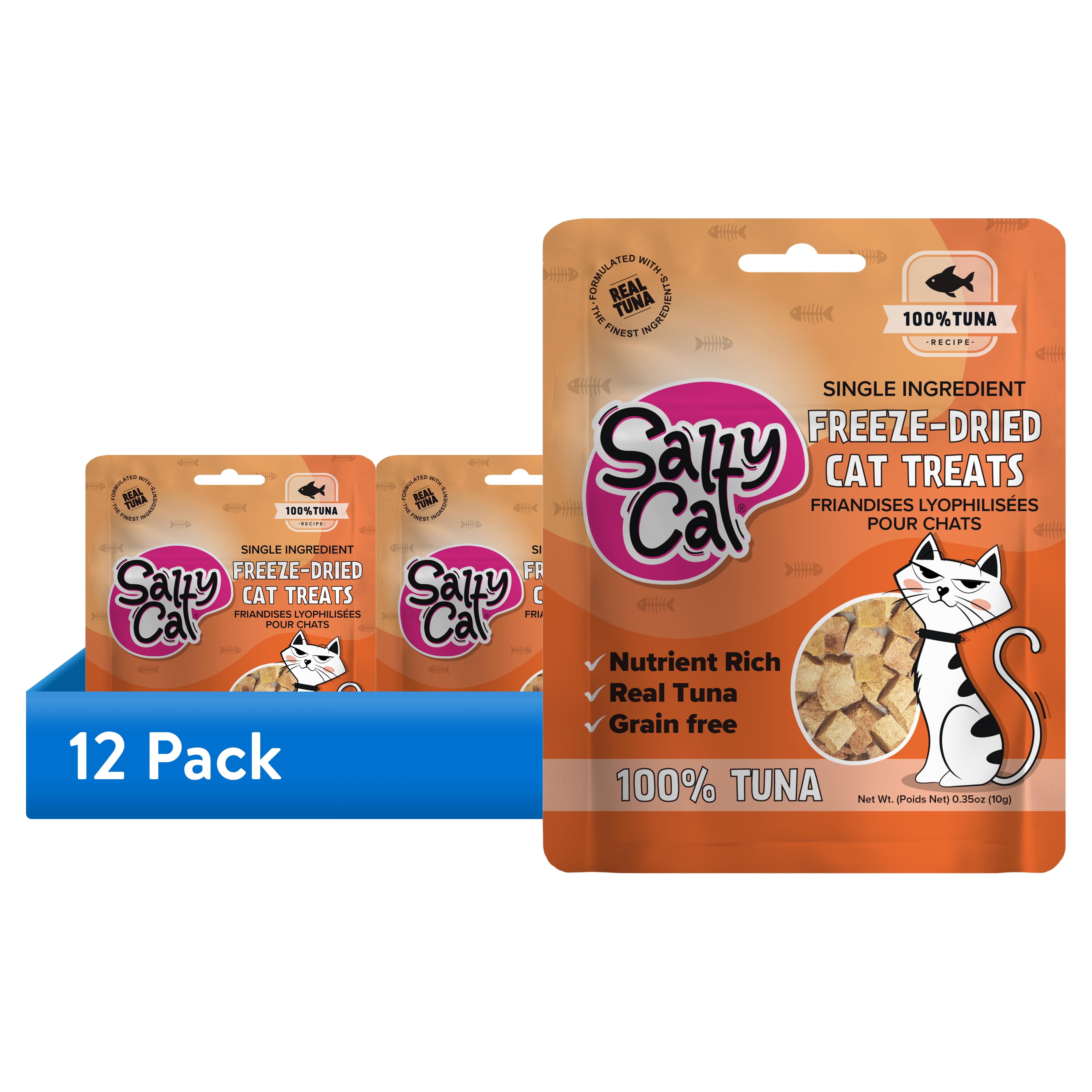 (12 pack) Salty Cat Freeze-Dried Tuna Flavor Crunchy Treats for Cats, 10g Bag