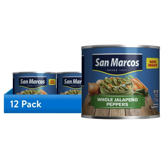 (12 pack) San Marcos Shelf Stable Whole Jalapeno Peppers, 11 oz