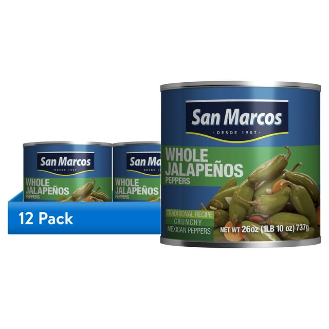 (12 pack) San Marcos Whole Jalapeno Peppers, 26 oz