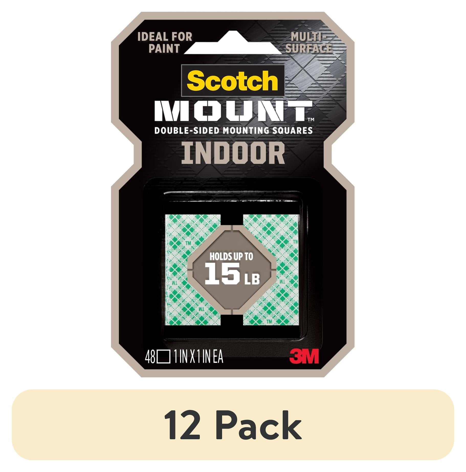 (12 pack) Scotch-Mount Indoor Double-Sided Mounting Squares, 48 1 inch Squares