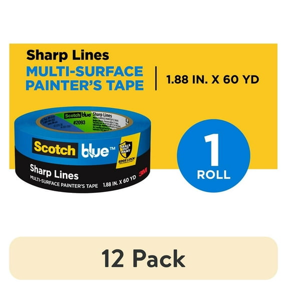 (12 pack) ScotchBlue Sharp Lines Painter's Tape, Blue, 1.88 in x 60 yd, 1 Roll