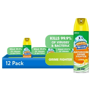 (12 pack) Scrubbing Bubbles Bathroom Grime Fighter Disinfe Countant Cleaner Aerosol, Citrus, 20 oz, 1 Count