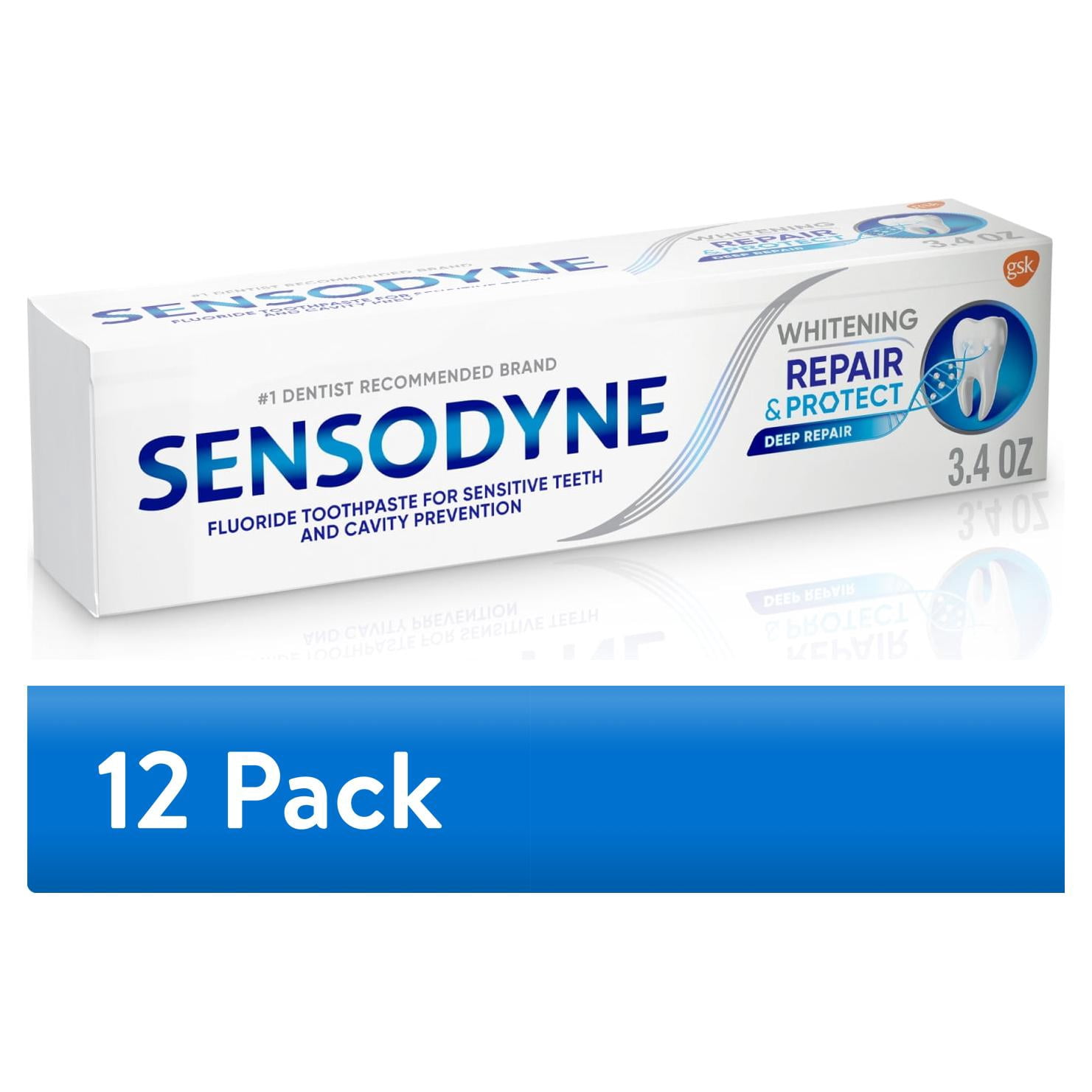 (12 pack) Sensodyne Repair and Protect Whitening Sensitive Toothpaste, Mint, 3.4 Oz