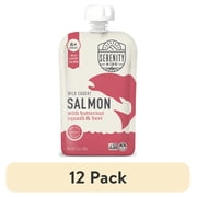 12 pack Serenity Kids Wild Caught Salmon Stage 2 Baby Food with Organic Butternut Squash & Beet, 3.5oz Pouch