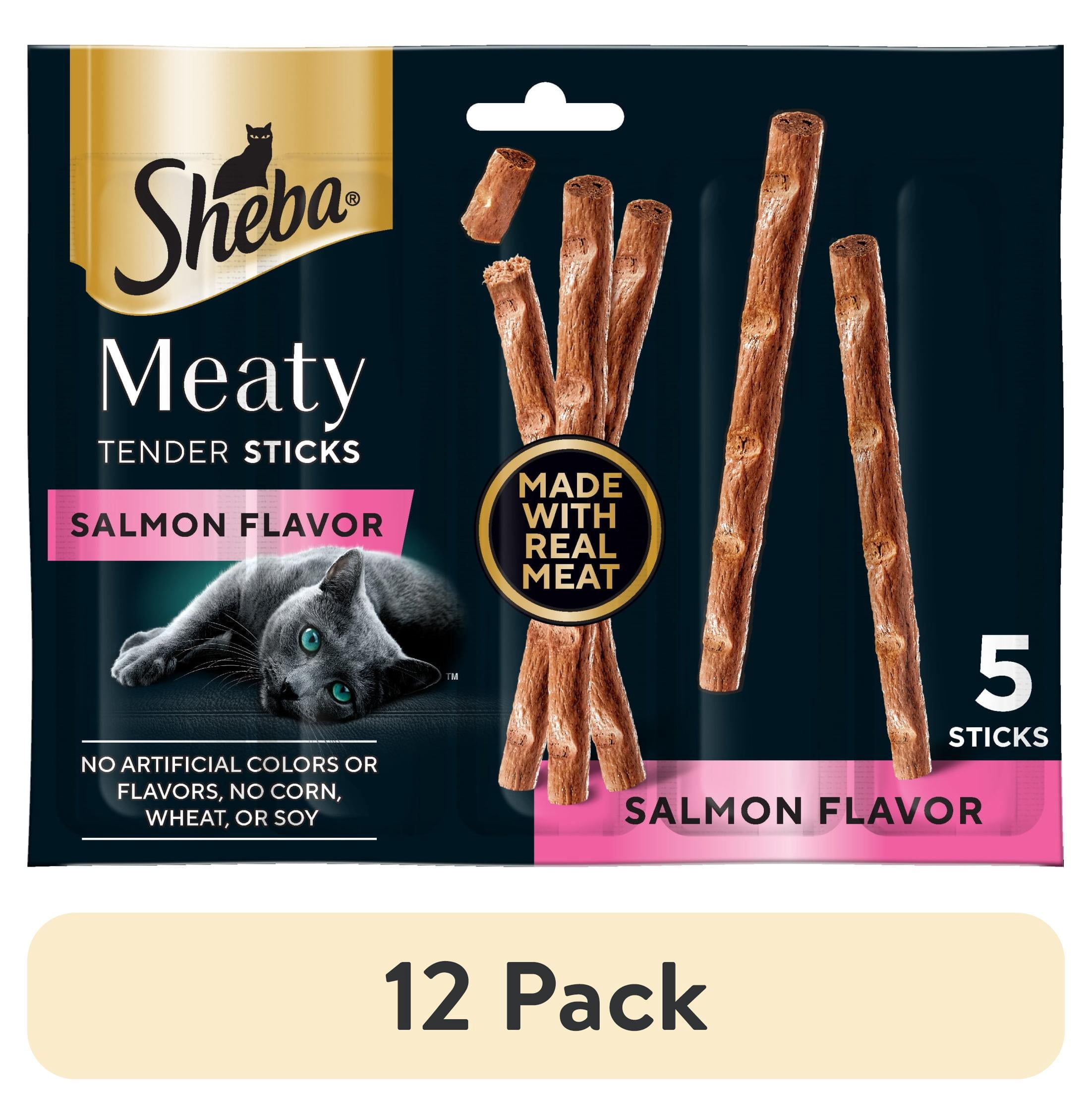 (12 pack) Sheba Meaty Tender Sticks Salmon Flavor Cat Treats, 0.14 Oz., 5 Count