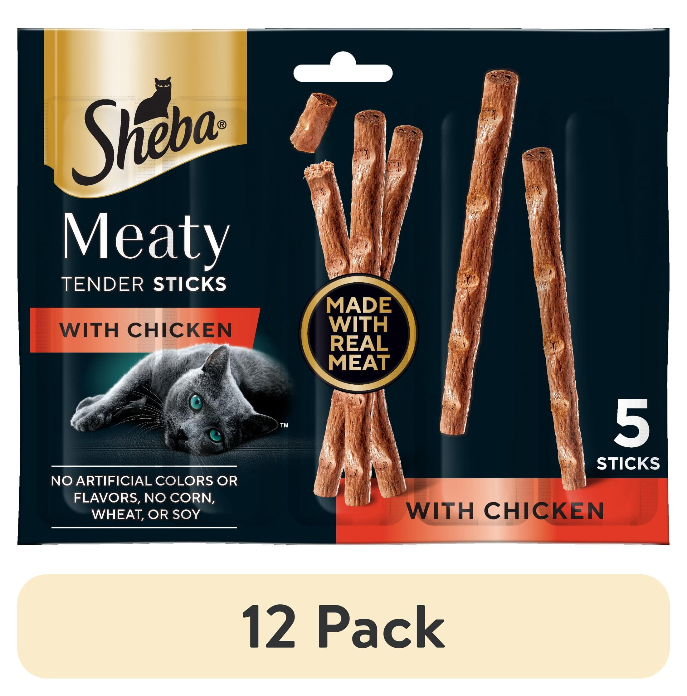 (12 pack) Sheba Meaty Tender Sticks With Chicken Cat Treats , 0.14 Oz, 50 Count