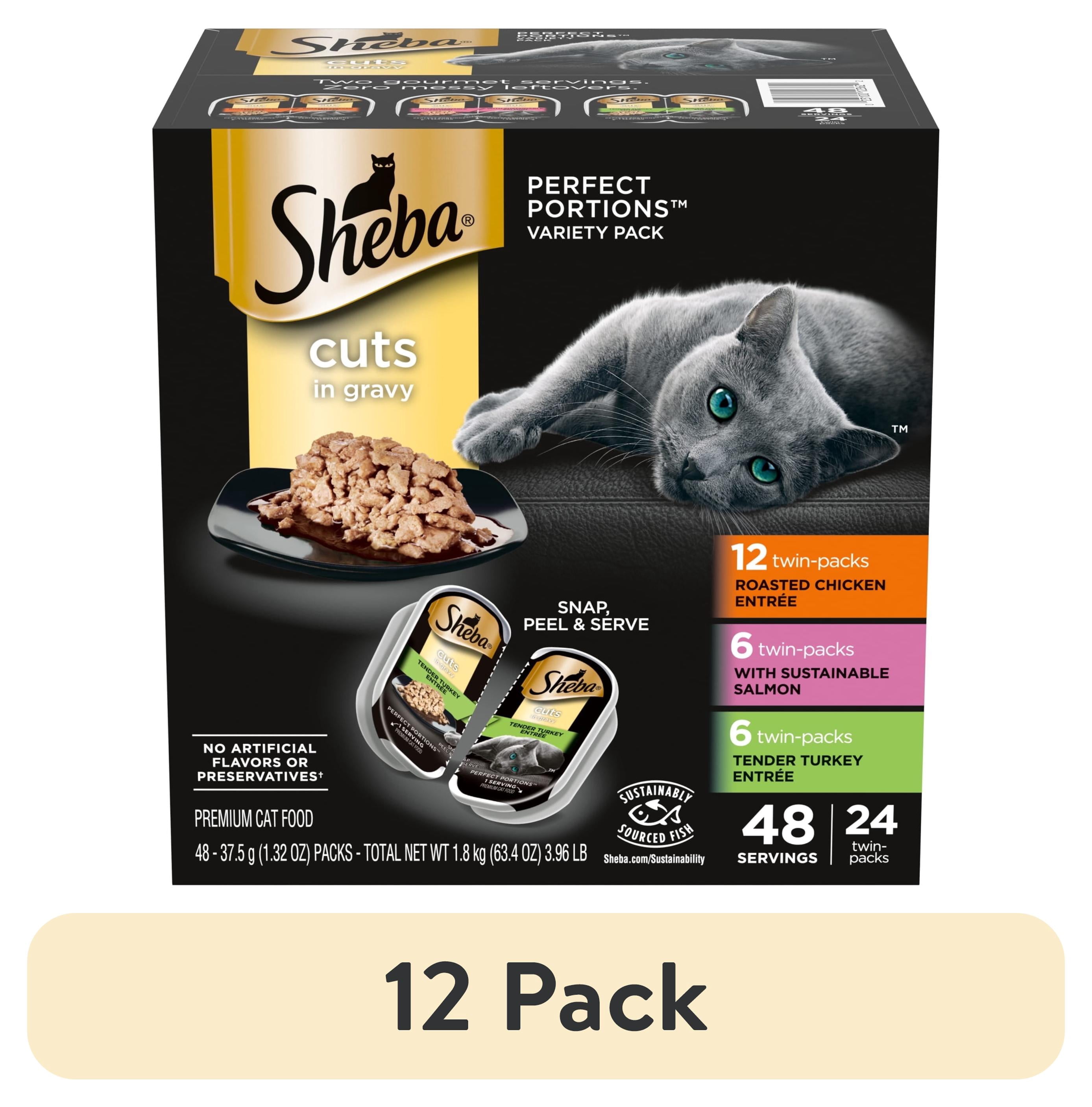 (12 pack) Sheba Perfect Portions Variety Pack Cuts In Gravy Cat Food, 2.6 Oz Twin-Pack Trays (24 Count)