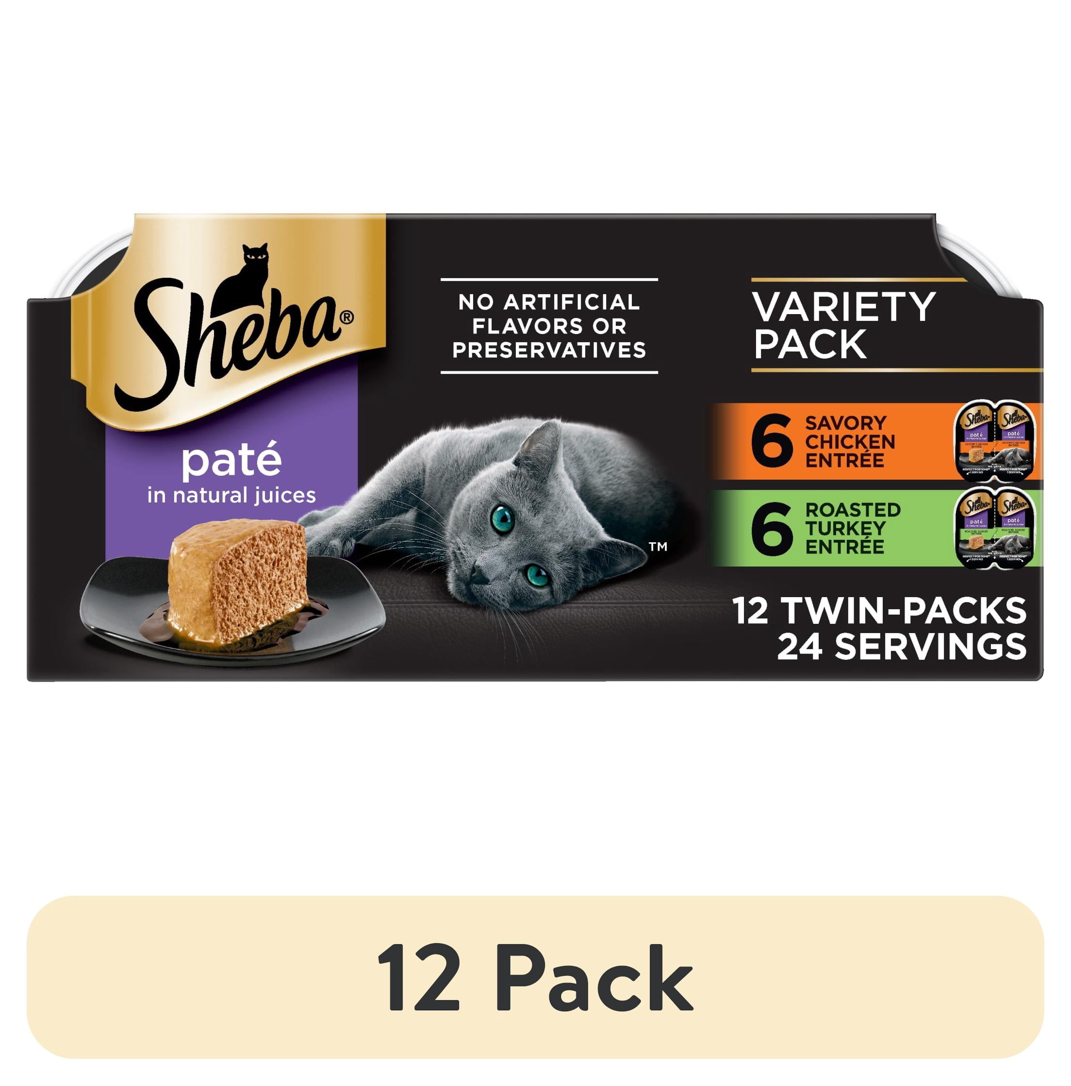 (12 pack) Sheba Perfect Portions Variety Pack Wet Cat Food Pate, 2.6 oz Twin-Pack Trays, 12 Count