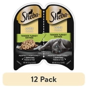 12 pack Sheba Perfect Portions Tender Turkey Entree Cuts In Gravy Cat Food, 2.6 Oz Twin-Pack Trays