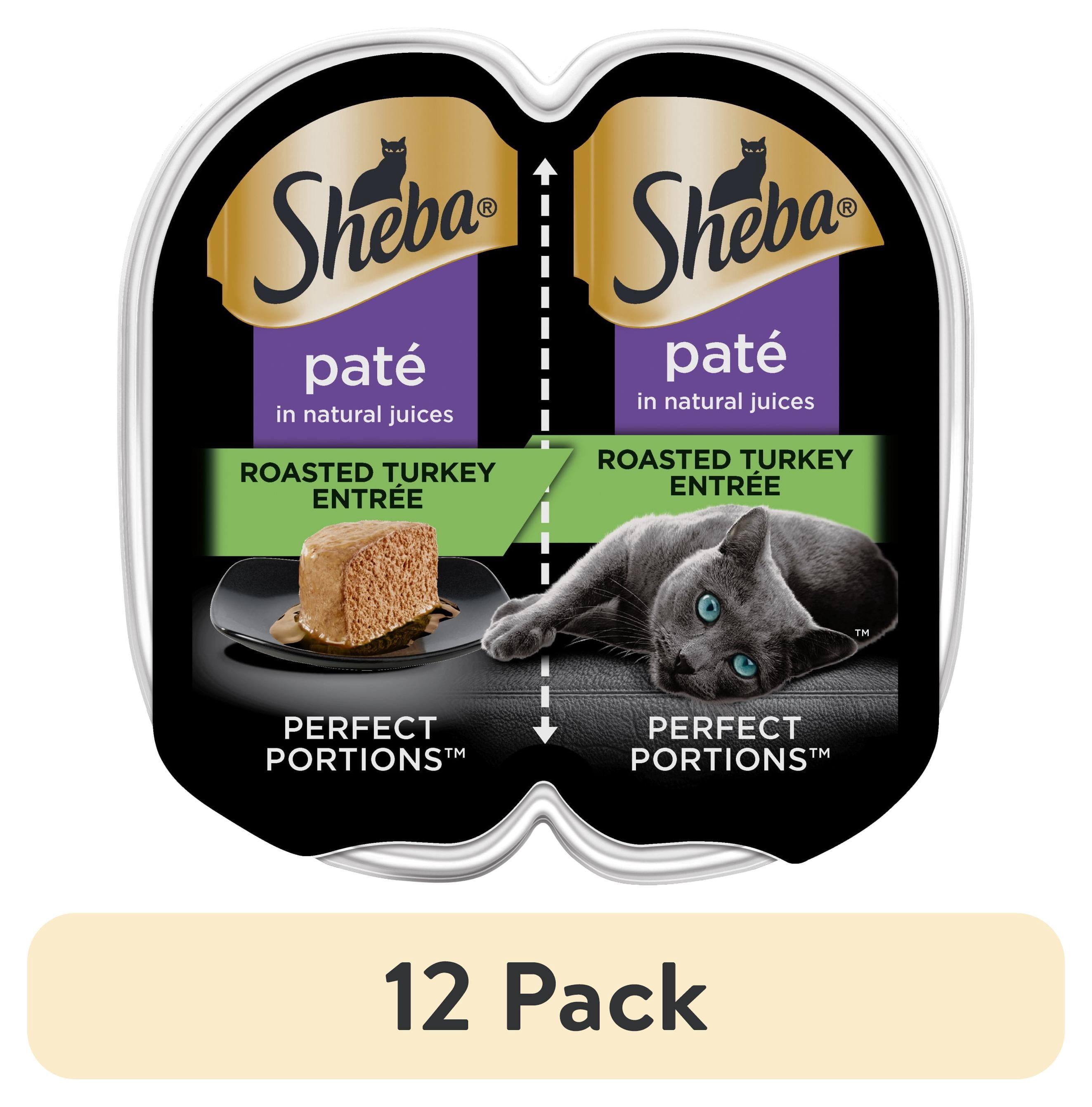 (12 pack) Sheba Wet Cat Food Pate, Roasted Turkey Entree, 2.6 oz Perfect Portions Twin Pack Tray