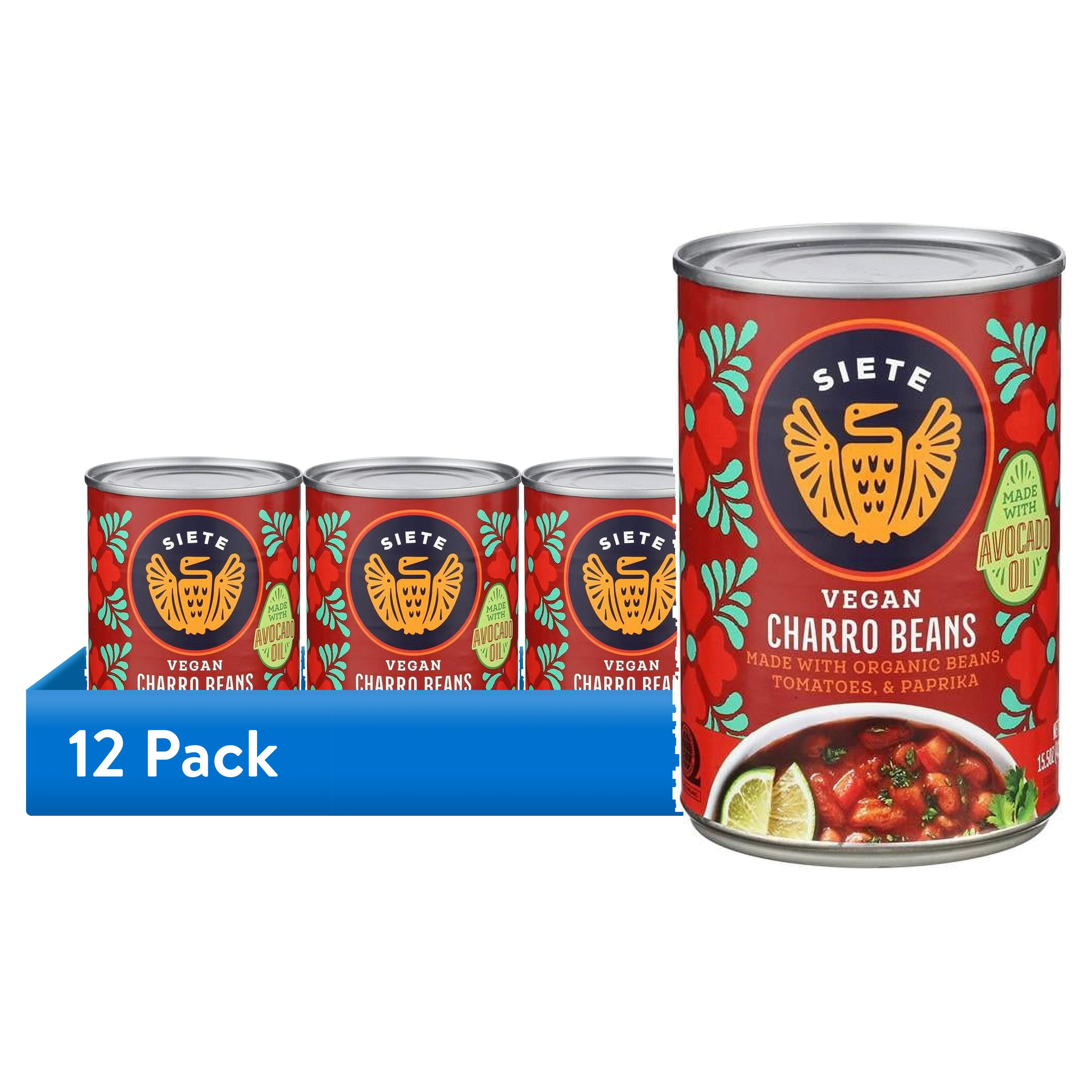 (12 pack) Siete Family Foods, Vegan Charro Beans, 15.5 oz can
