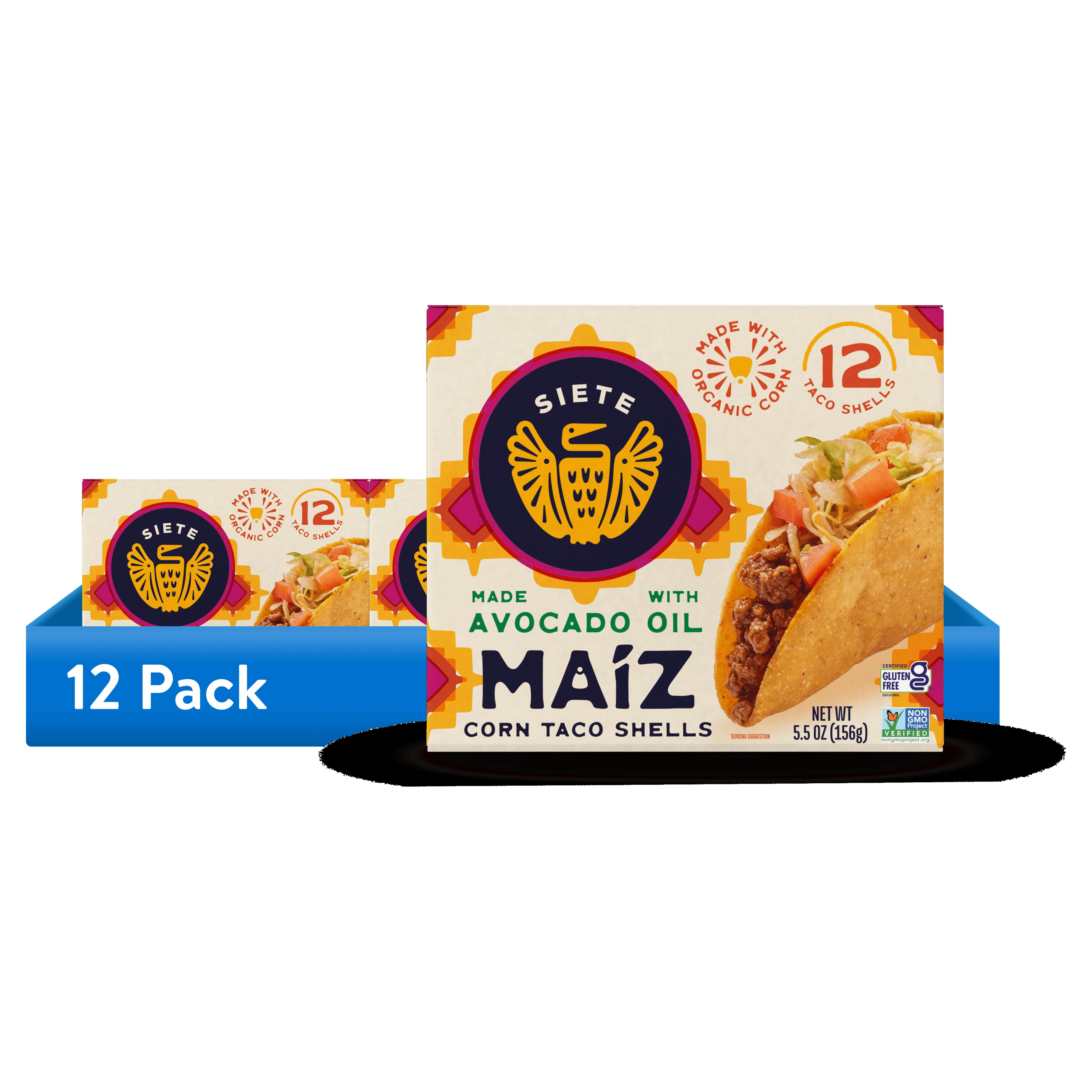 (12 pack) Siete Foods Gluten Free Maíz Corn Taco Shells 5.5 oz, 12ct