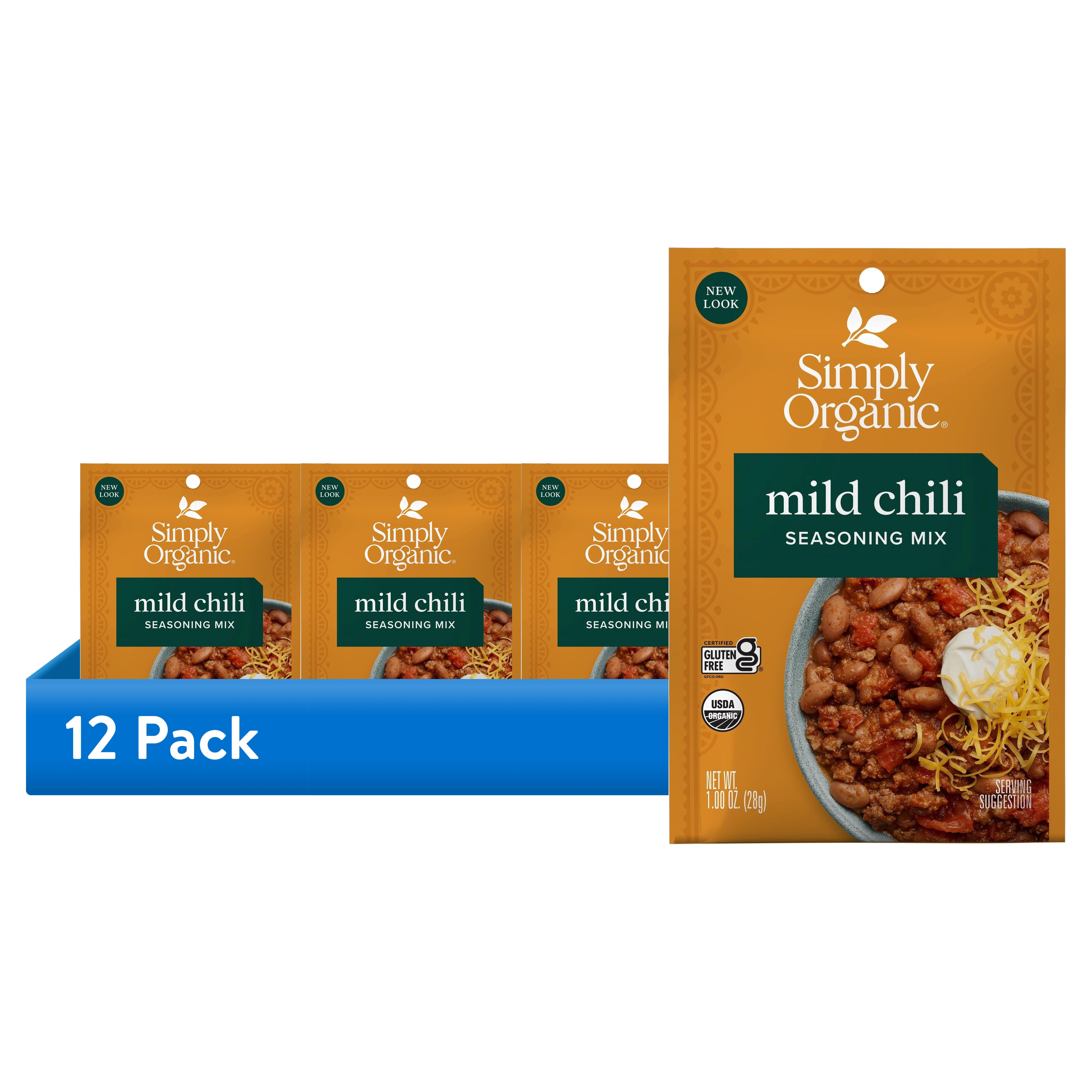 (12 pack) Simply Organic Mild Chili Seasoning Mix, 1 oz Packet