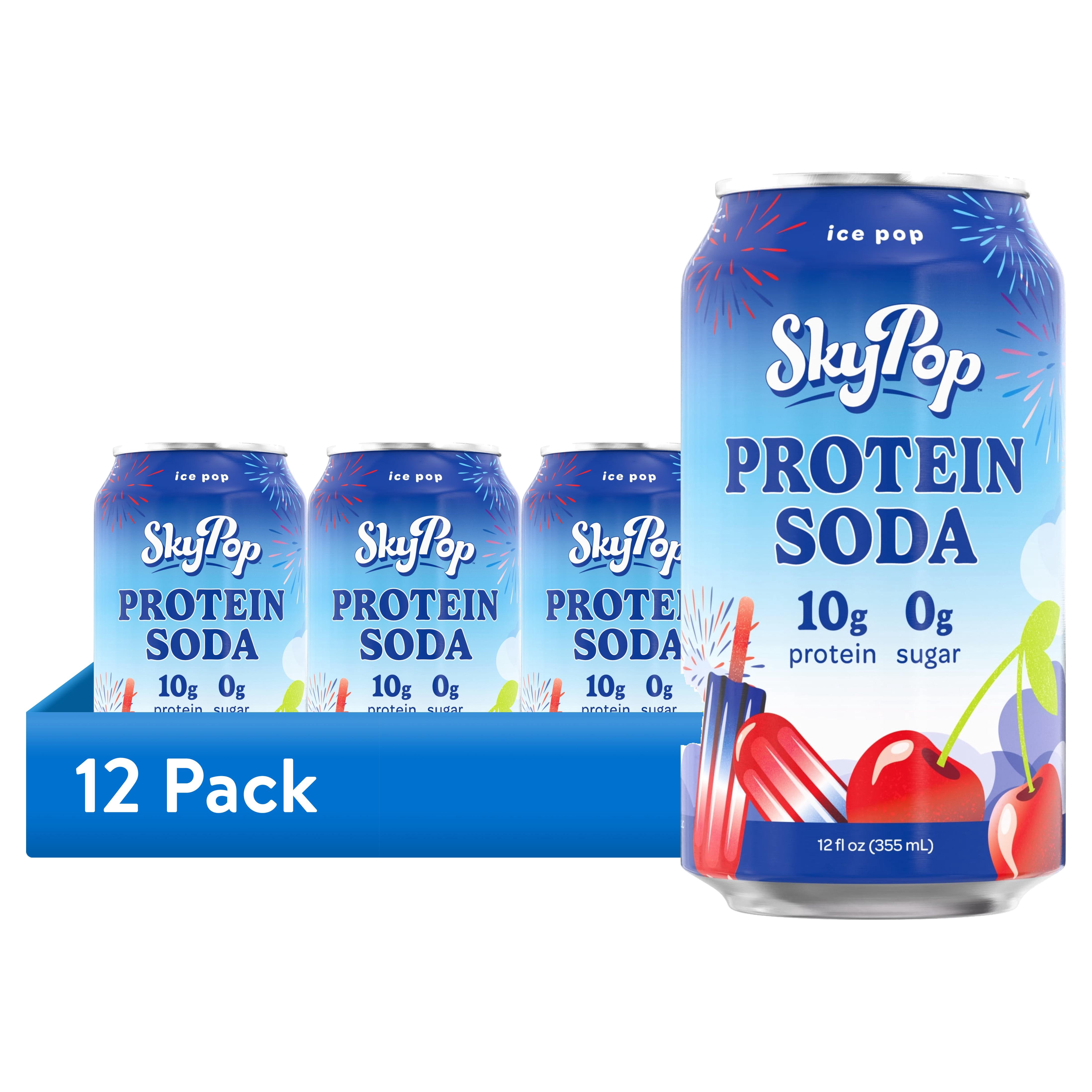 (12 pack) SkyPop Protein Soda Ice Pop, 10g Protein, 12 fl oz