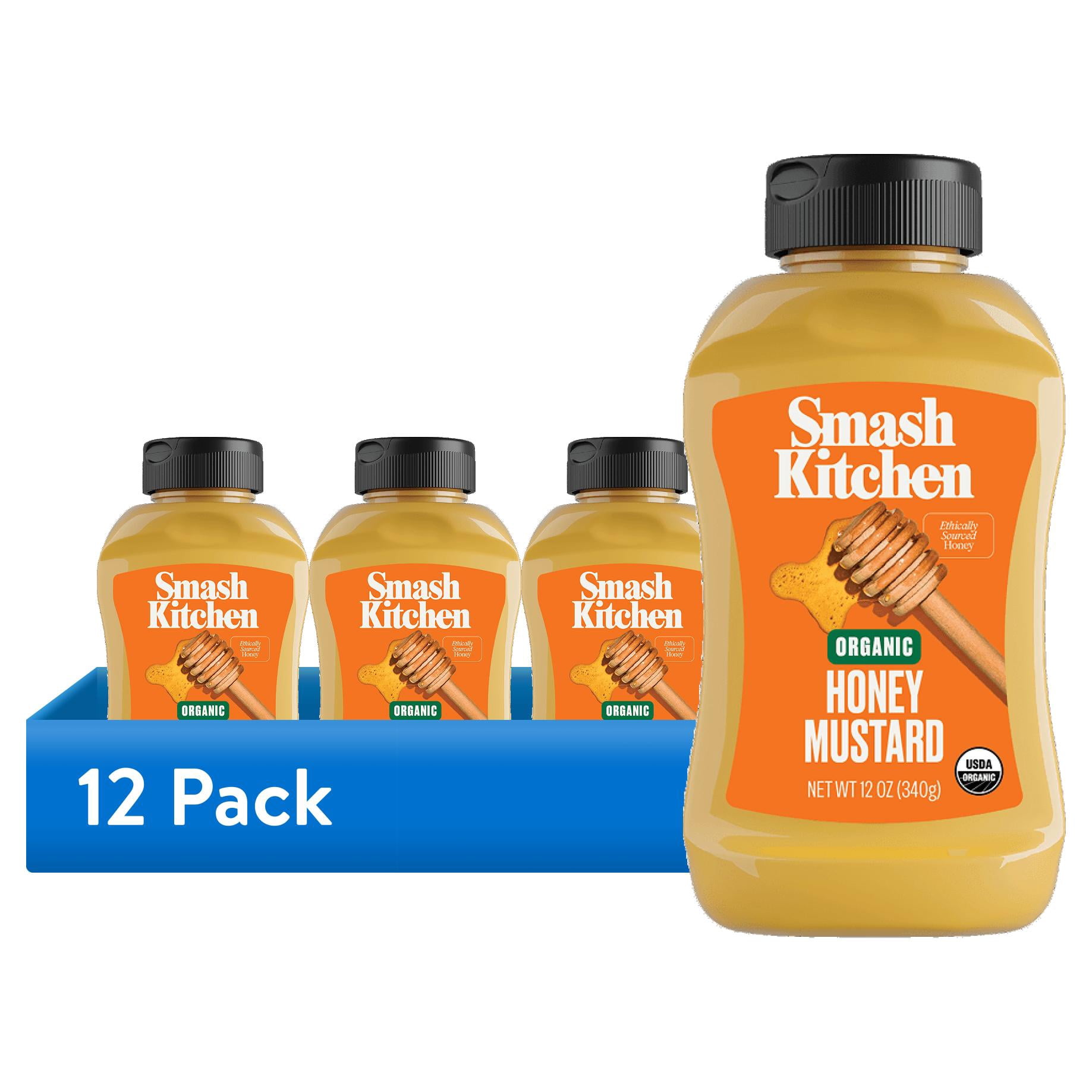 (12 pack) Smash Kitchen Organic Honey Mustard Sauce, 12 oz Bottle