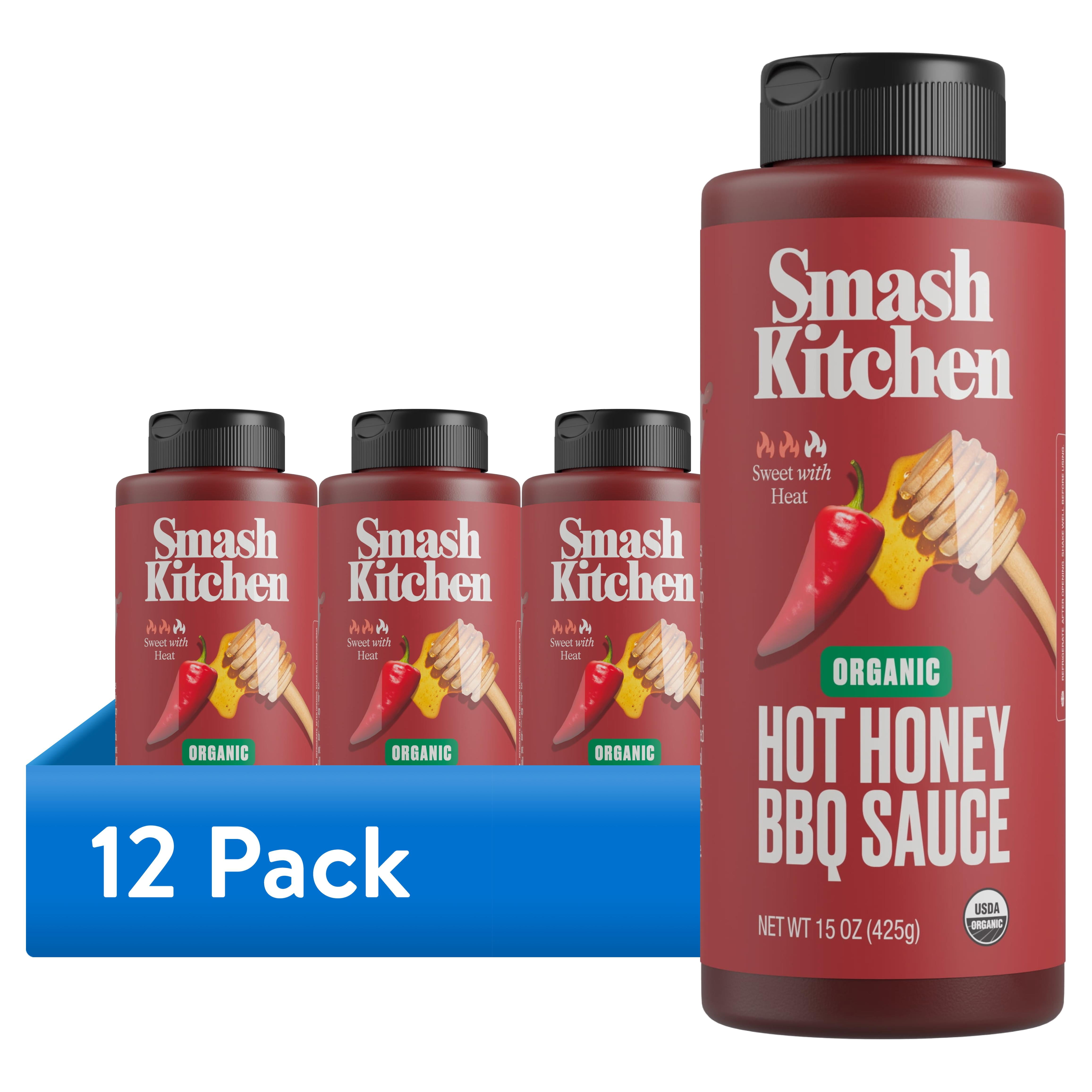 (12 pack) Smash Kitchen Organic Hot Honey BBQ Sauce, 15 oz Bottle