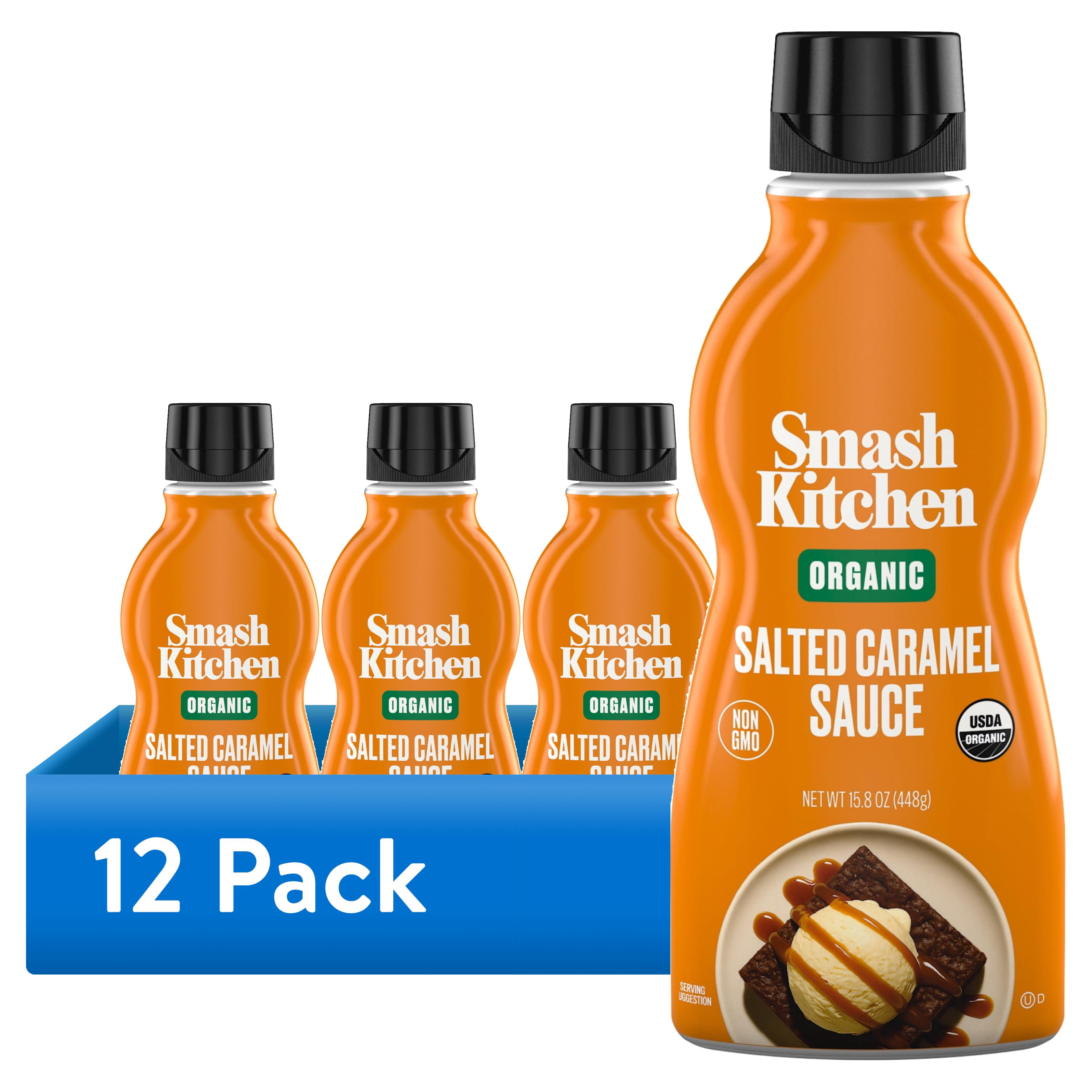 (12 pack) Smash Kitchen Organic Non-GMO Salted Caramel Dessert Sauce, 15.8 oz