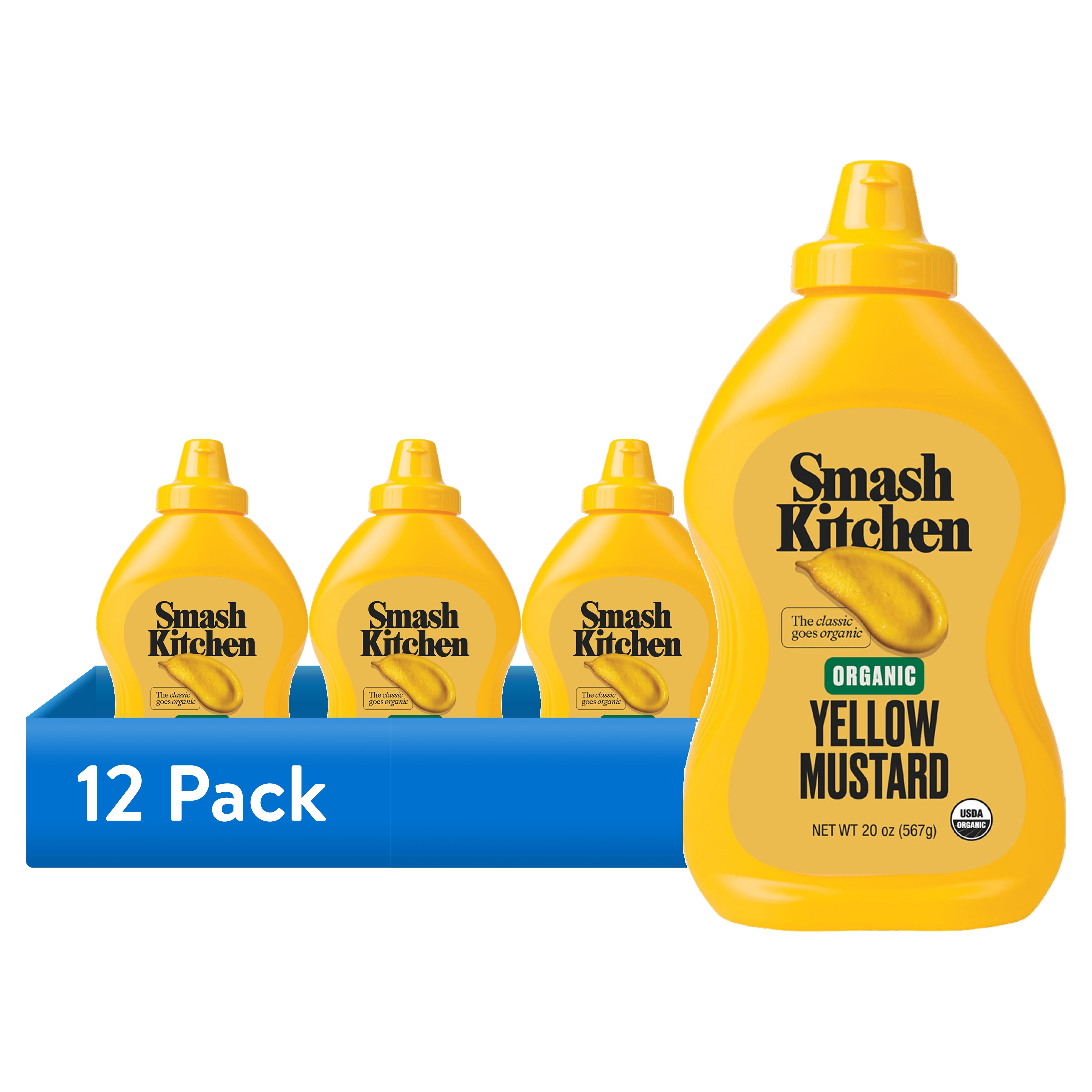 (12 pack) Smash Kitchen Organic Yellow Mustard, 20 oz Bottle