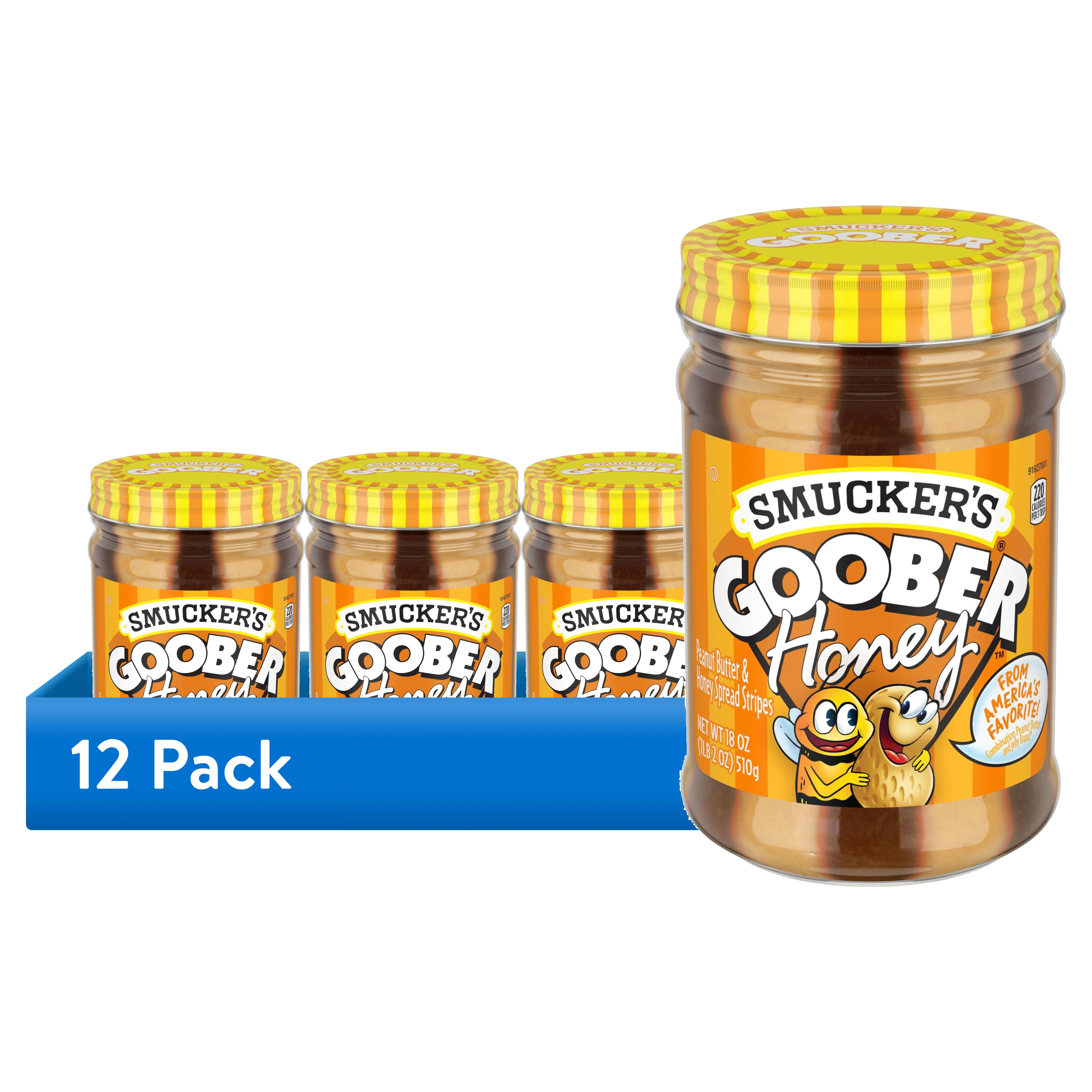 (12 pack) Smucker's Goober Peanut Butter & Honey Spread Stripes, 18 oz Jar