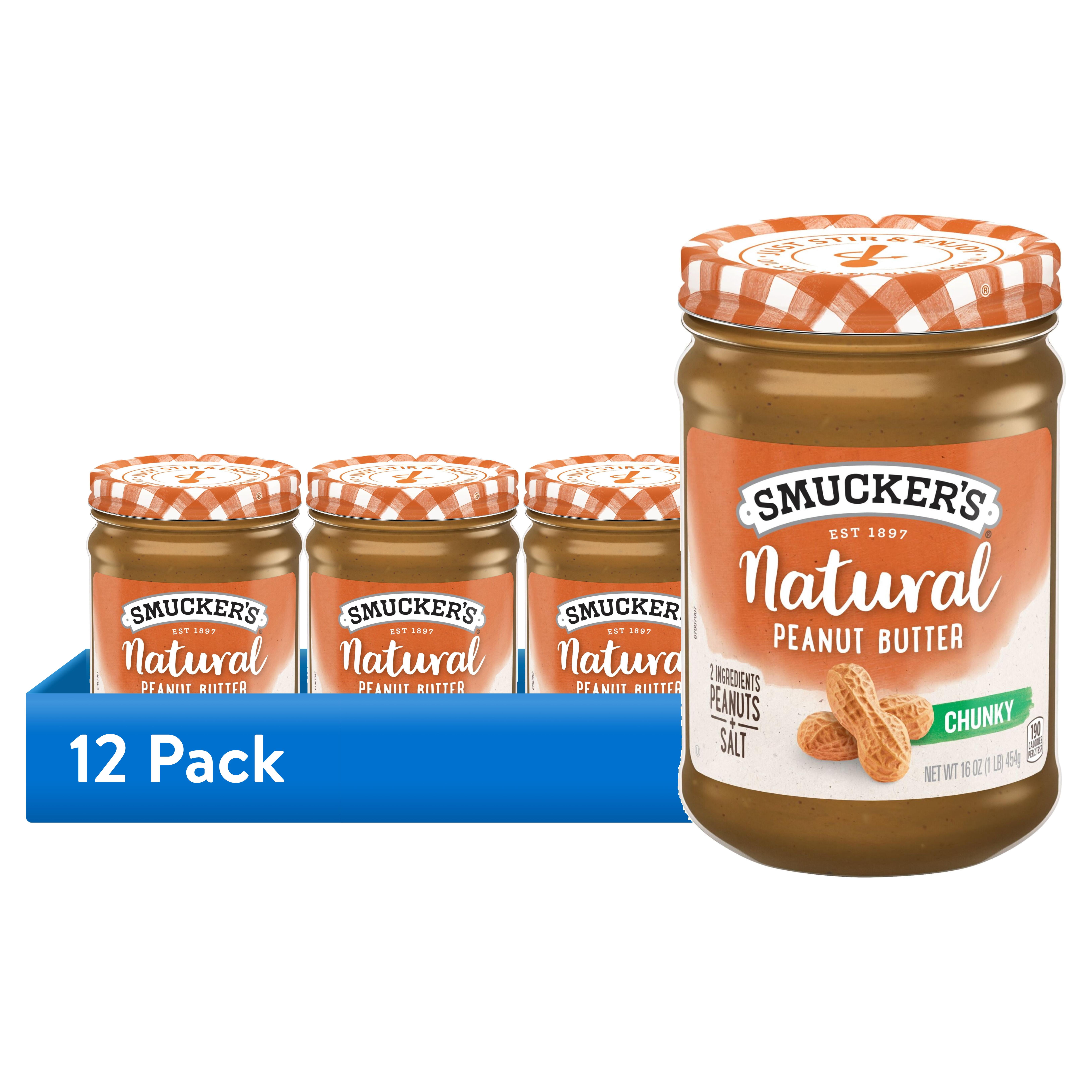 (12 pack) Smucker’s Natural Chunky Peanut Butter, 16 oz Jar