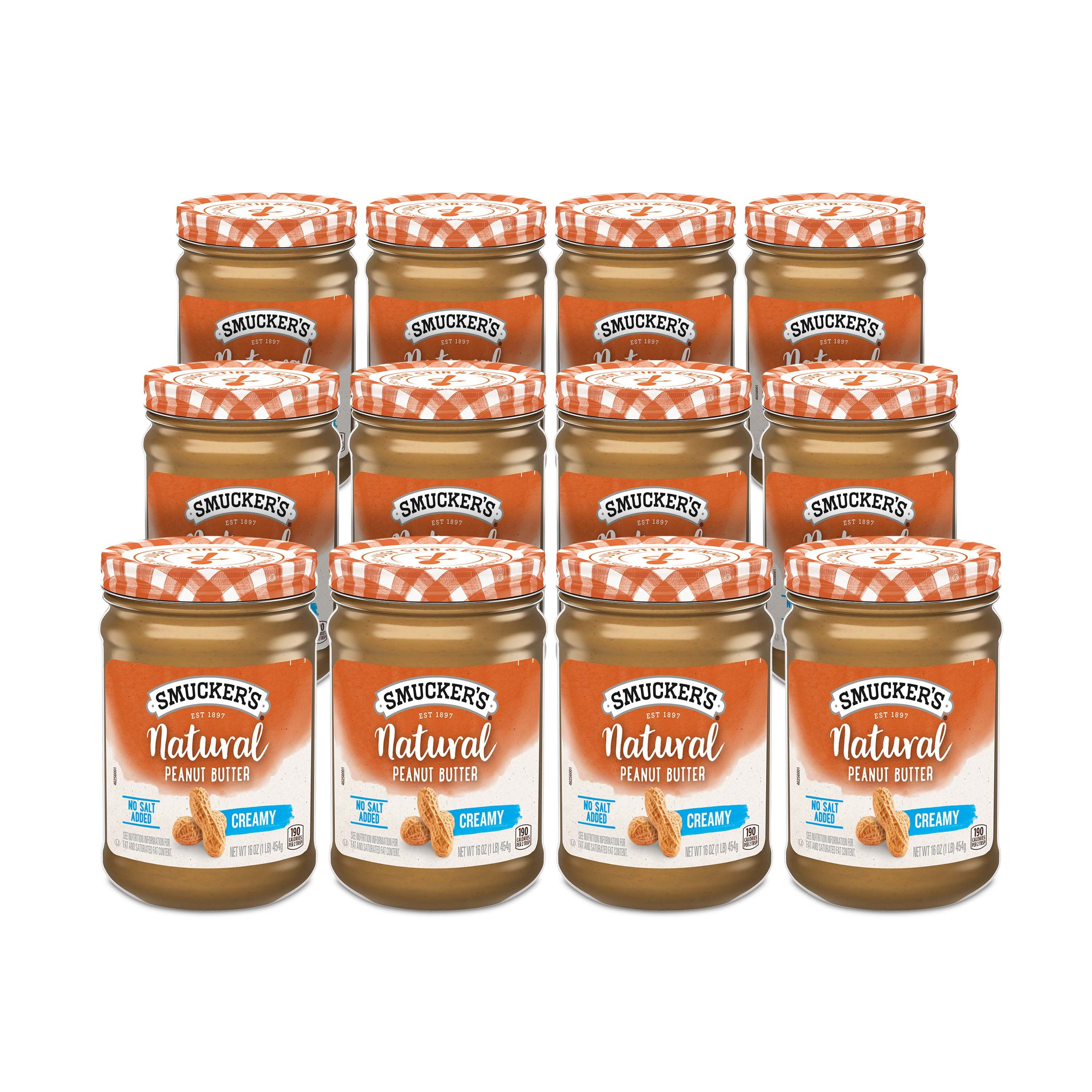 (12 pack) Smucker’s Natural Creamy Peanut Butter, 16 oz Jar