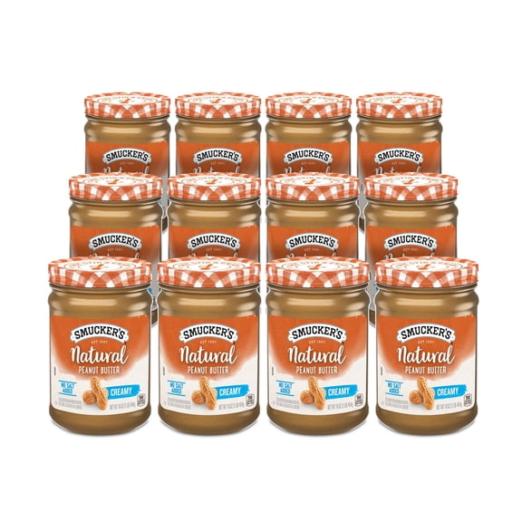 (12 pack) Smuckers Natural Creamy Peanut Butter, 16 oz Jar
