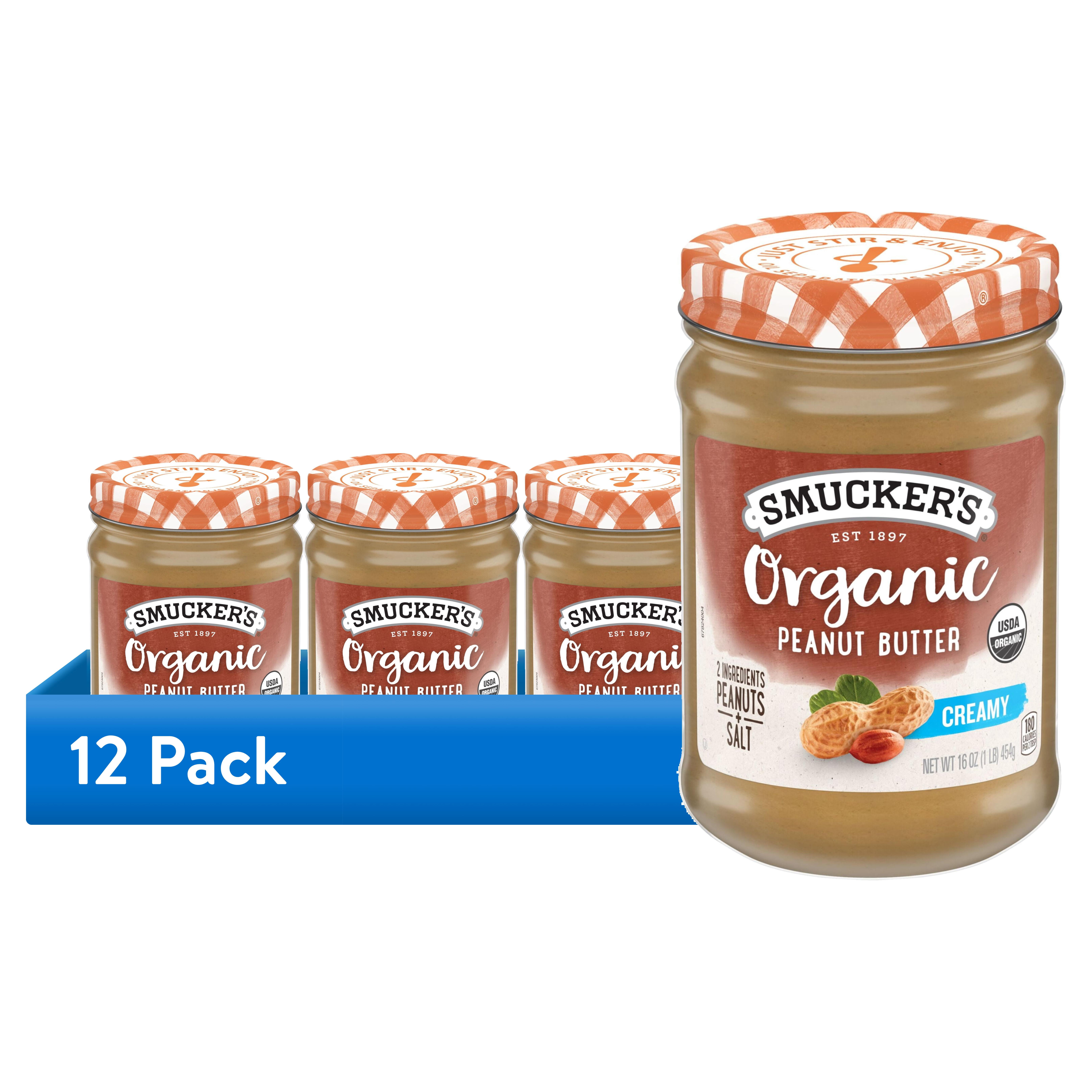 (12 pack) Smucker’s Organic Creamy Peanut Butter, 16 oz Jar