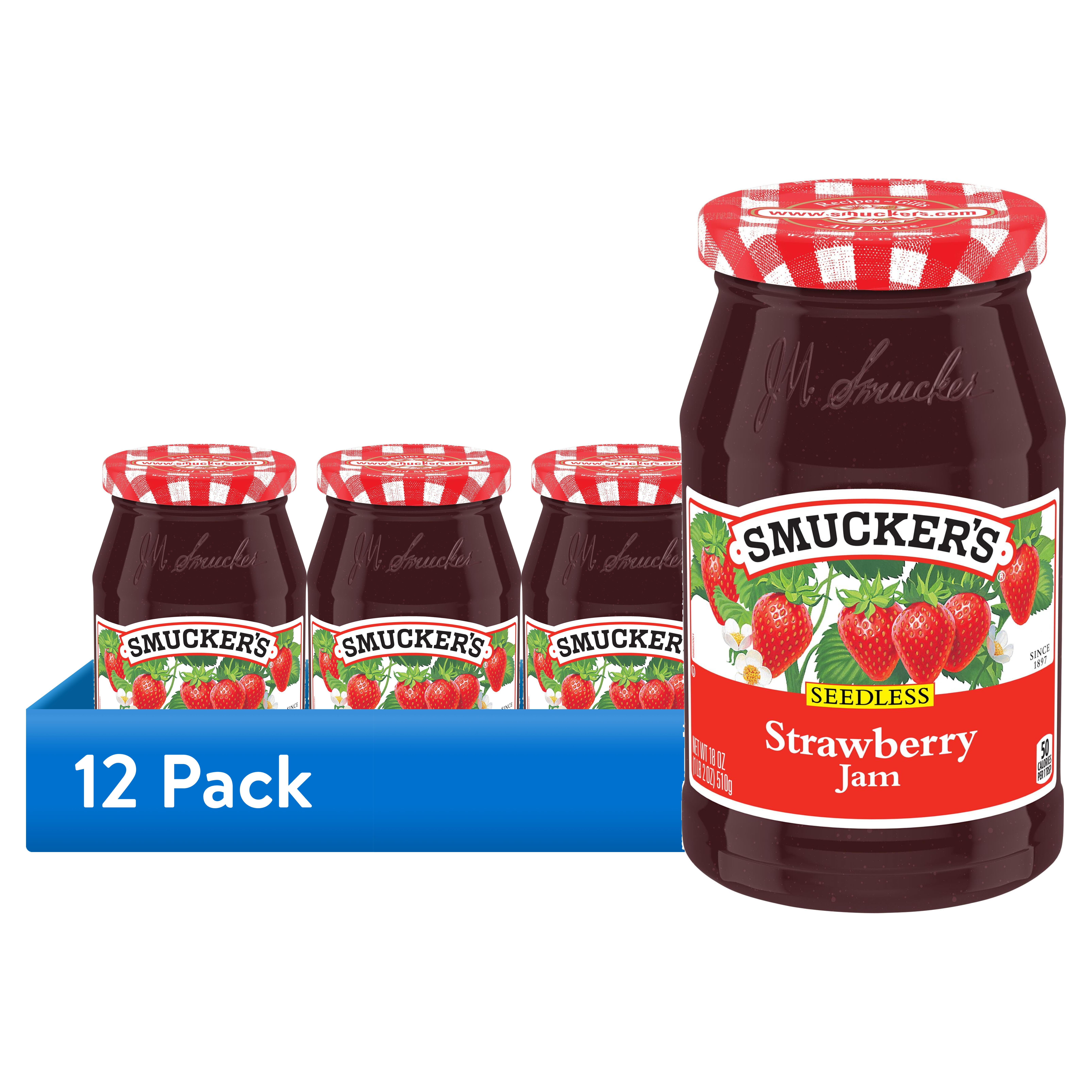 (12 pack) Smucker's Seedless Strawberry Jam, 18 Ounces